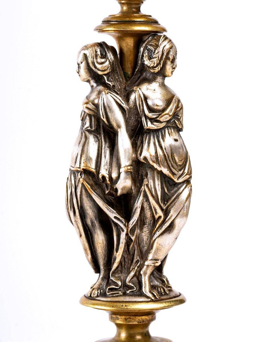 Greco Roman Pair of Candlesticks, Victor Paillard, Gilt Bronze, 19th Century