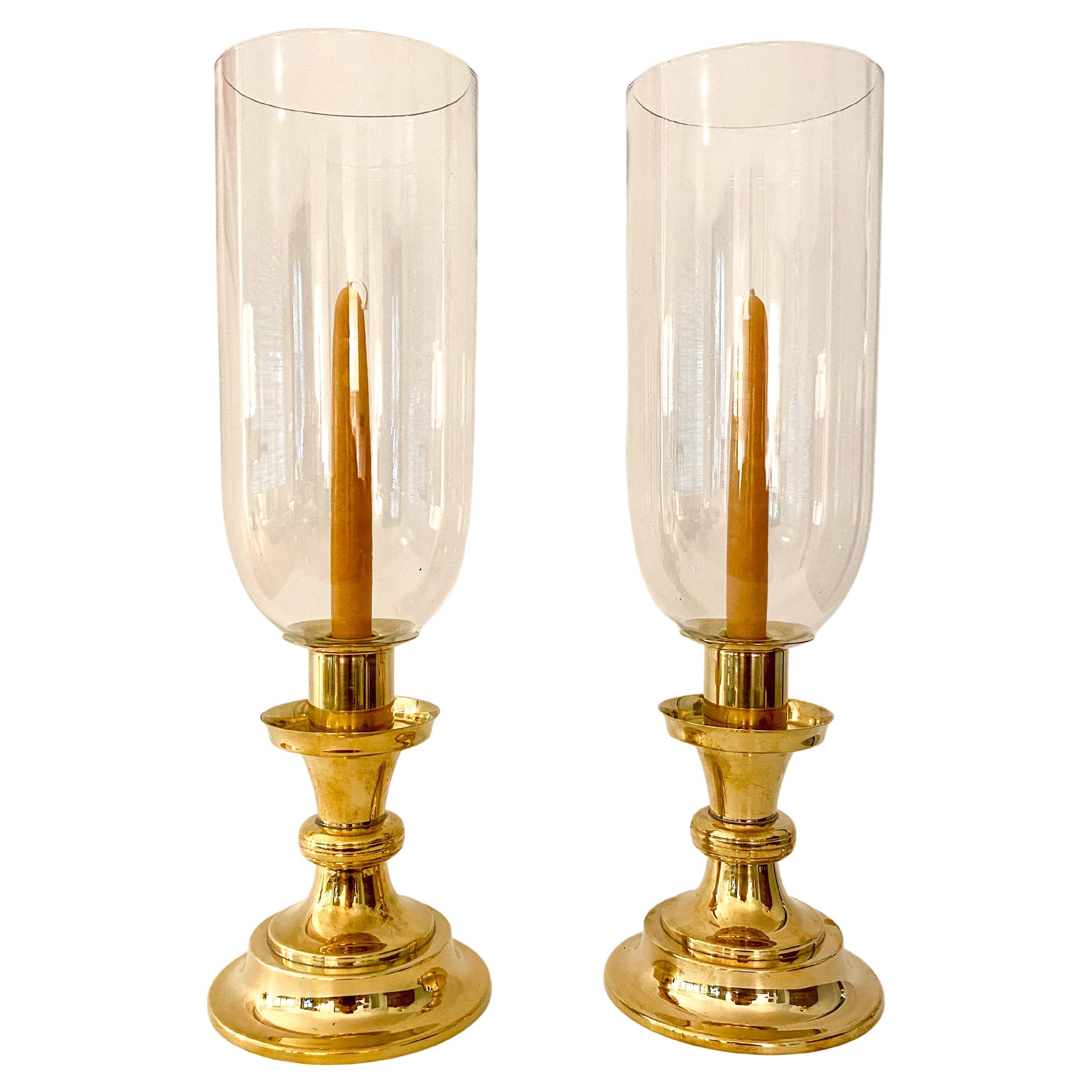 Pair of Candlesticks with Hurricanes Designed by Tommi Parzinger for Dorlyn For Sale