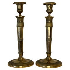 Pair Of Candlesticks With Quiver In Gilt Bronze, Circa 1800-1830