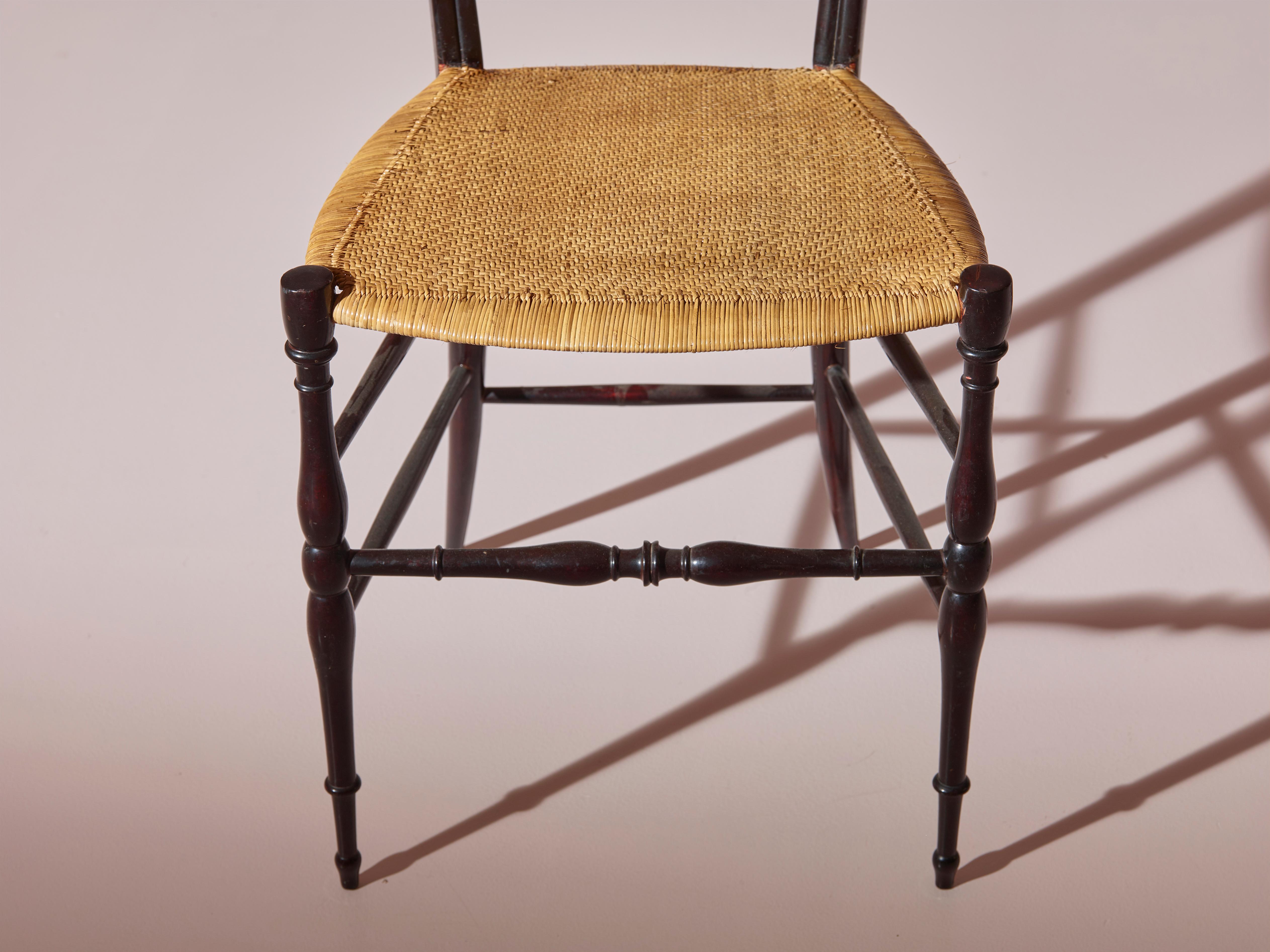 Paar Stühle „Spade“ aus Schilfrohr und Buche mit hoher Rückenlehne, hergestellt in Chiavari, Italien 1960er Jahre im Angebot 8