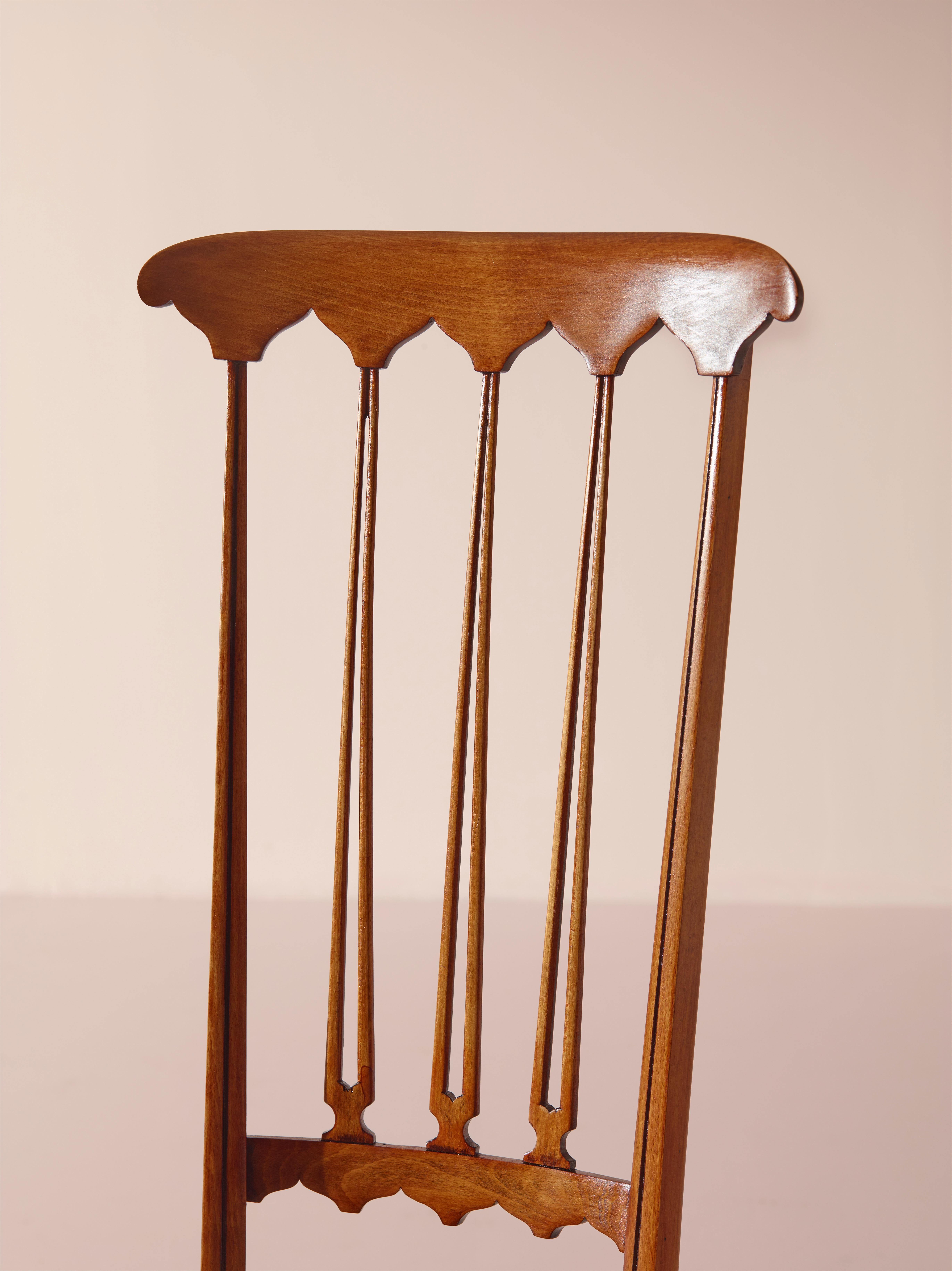 Pair of Cane and Beech ''Spade'' High Back Chairs Made in Chiavari, Italy 1960s 1