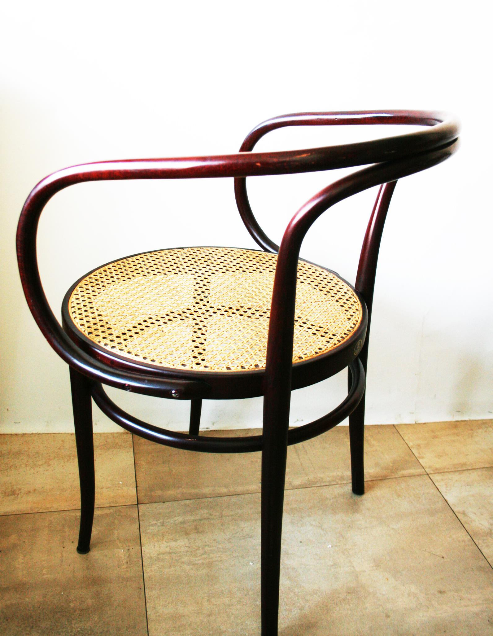 European Pair of Cane and Bentwood Chairs after Thonet 209, 1950s