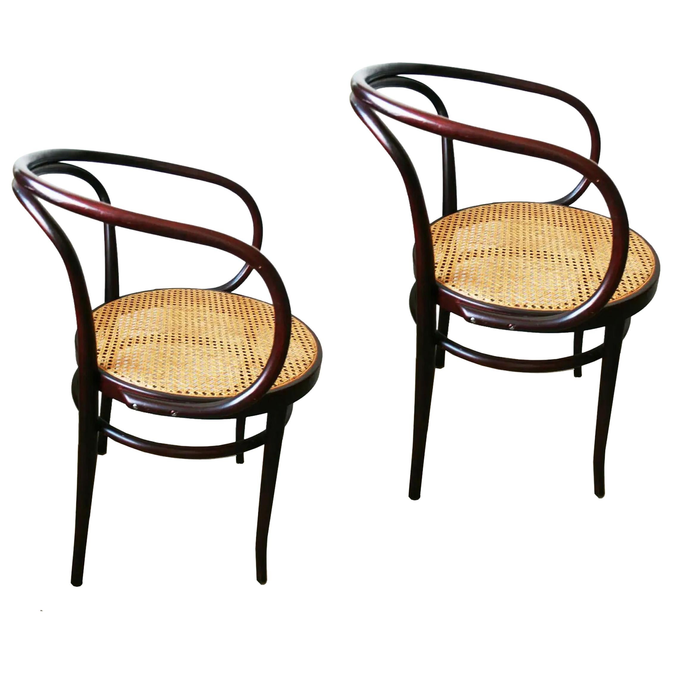 Thonet 209 , Pair of Cane and Bentwood Chairs after Thonet 