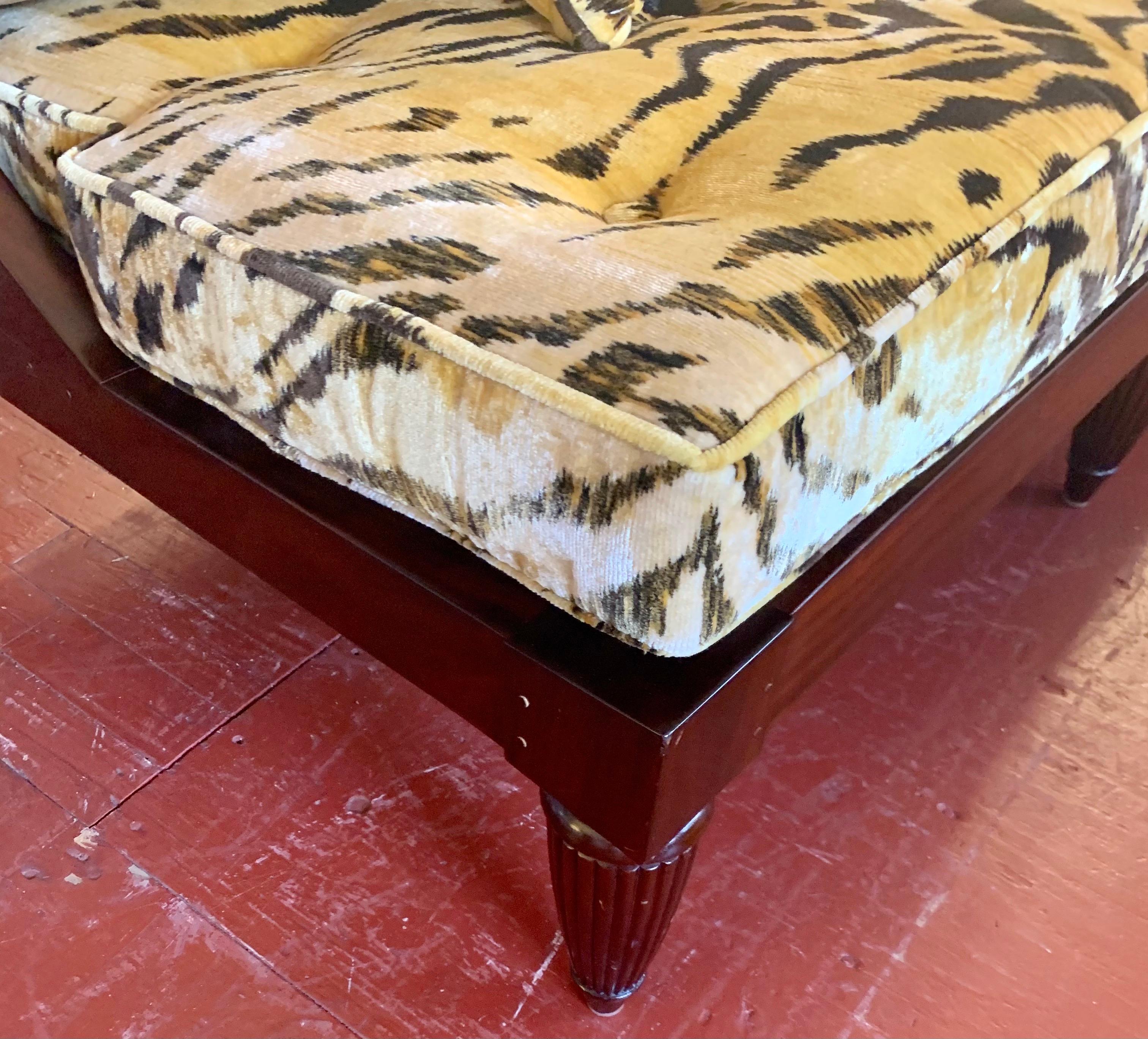 Pair of Cane and Leopard Fabric Lounge Chairs 4