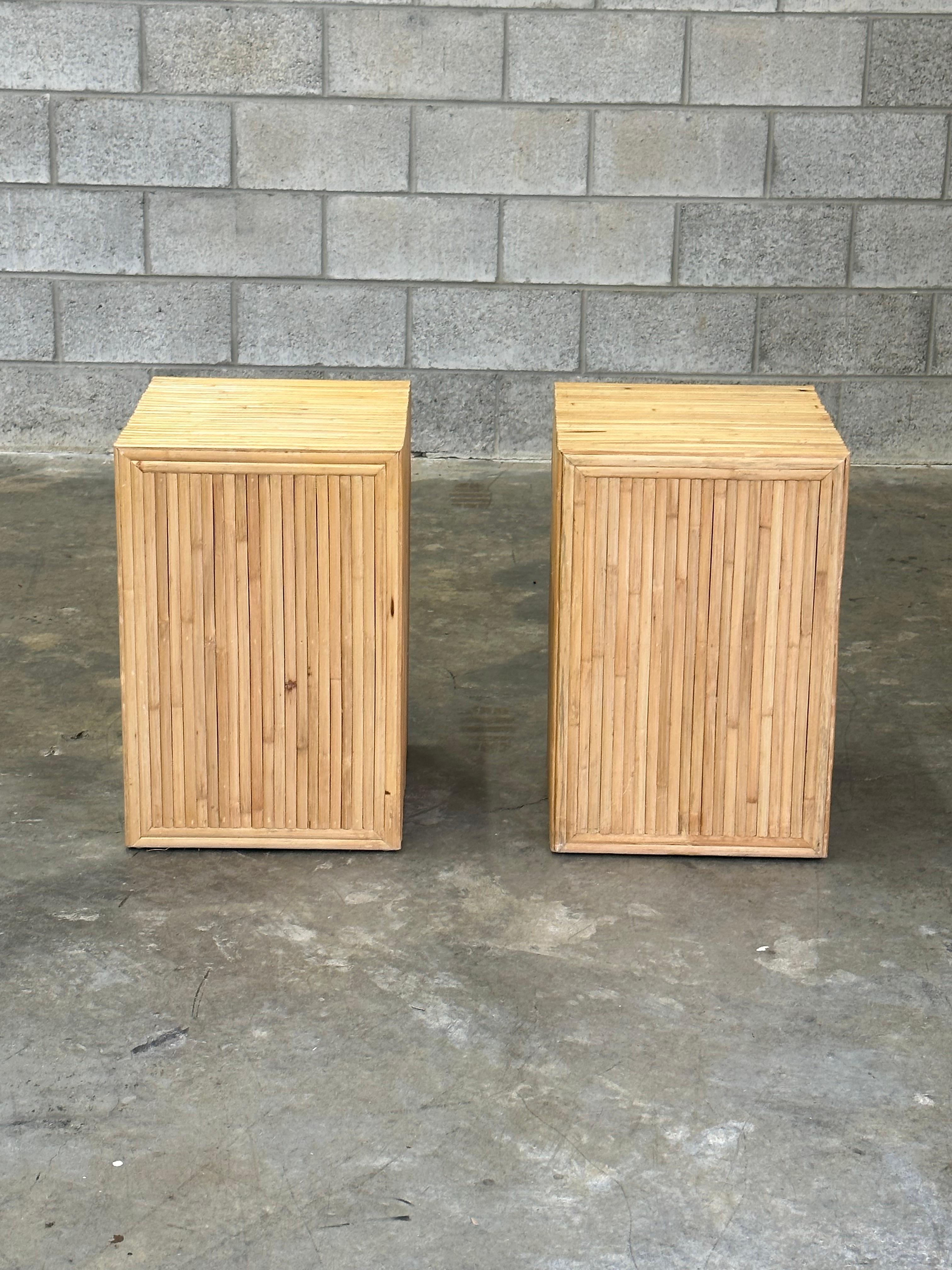Philippine Pair of Cane and Split Bamboo Nightstands For Sale