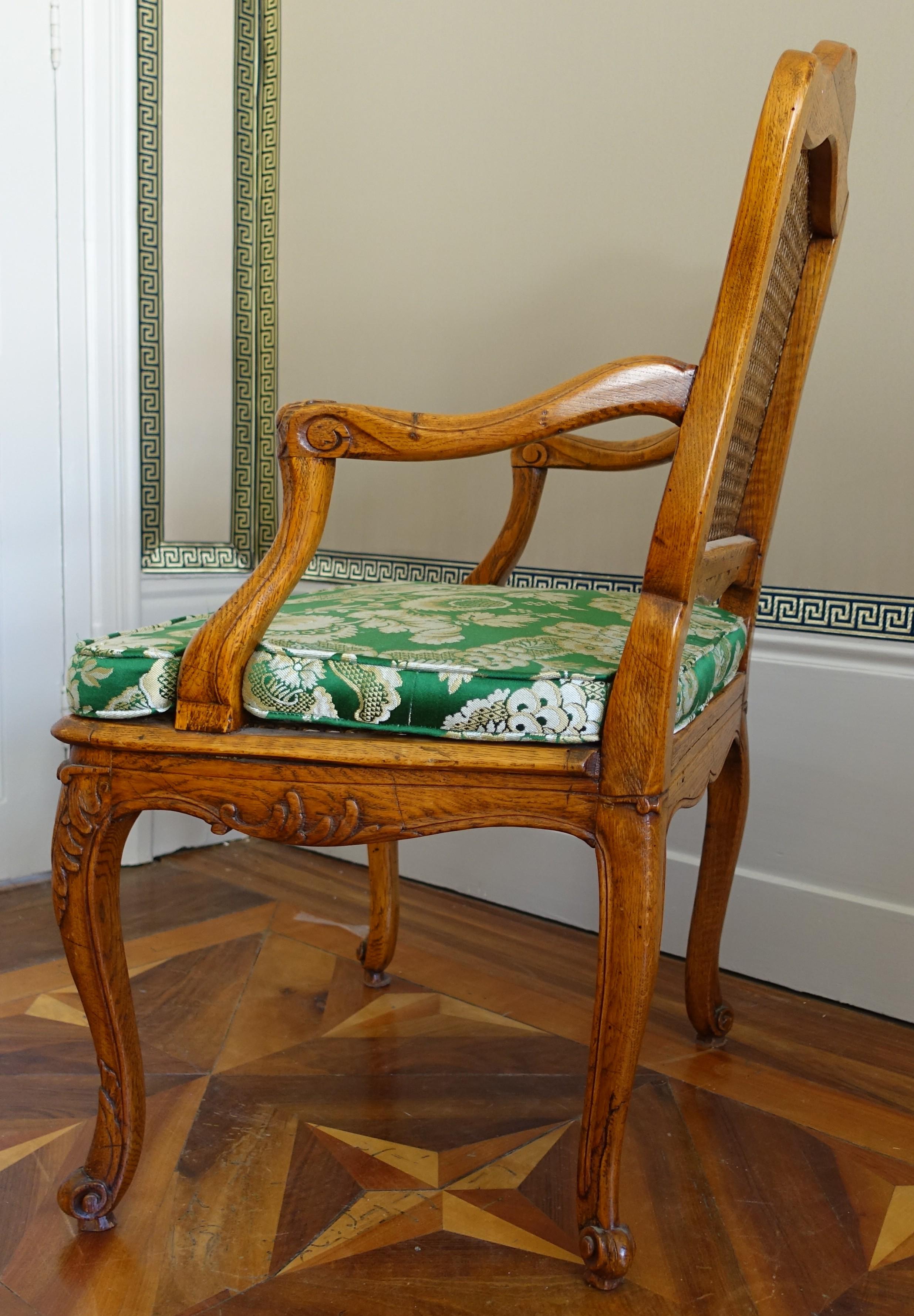 Paar Rohrsessel - Periode Louis XV - 18. (Seide) im Angebot