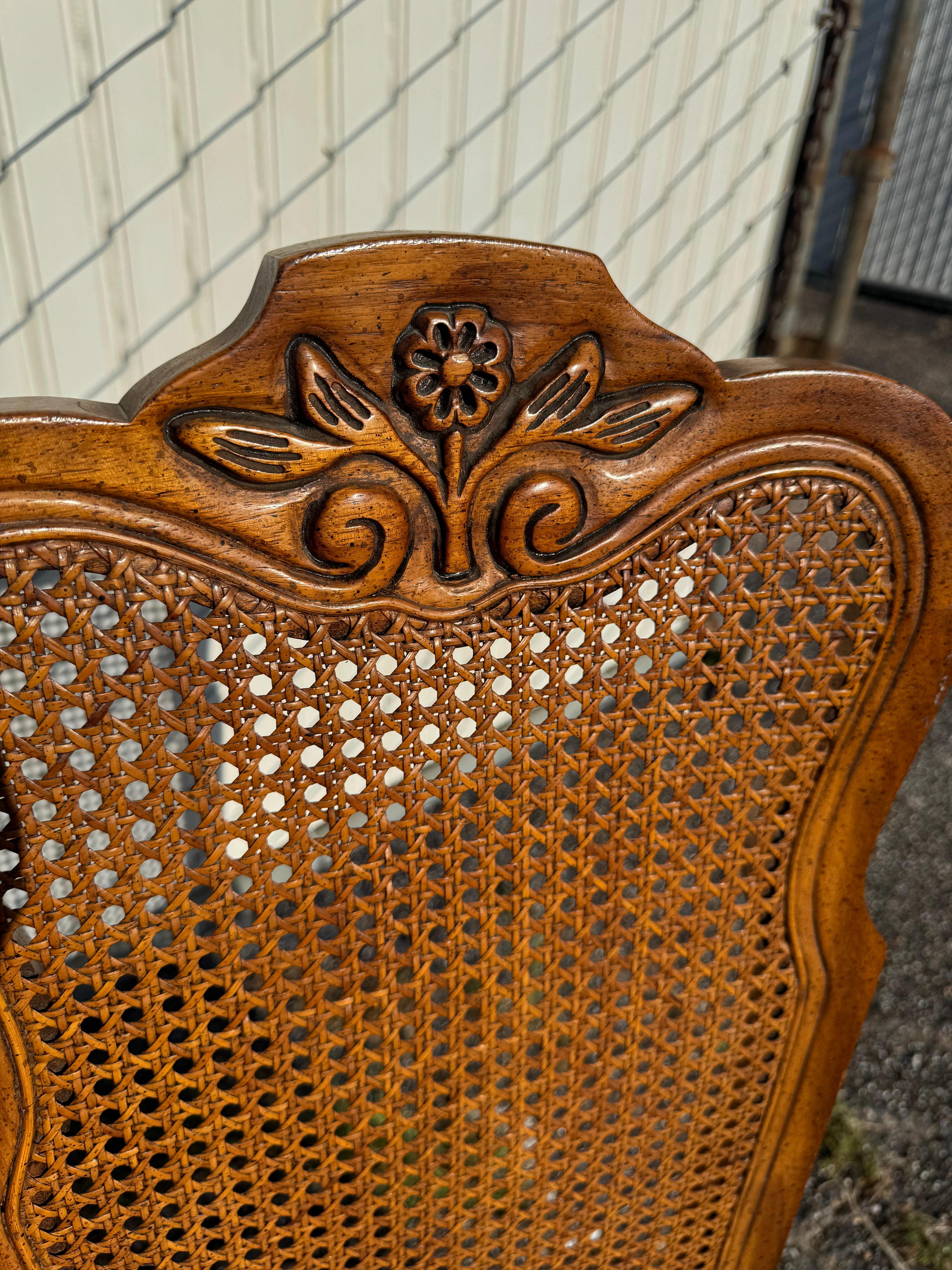 Pair of Cane Back French Provincial Side Chairs For Sale 2
