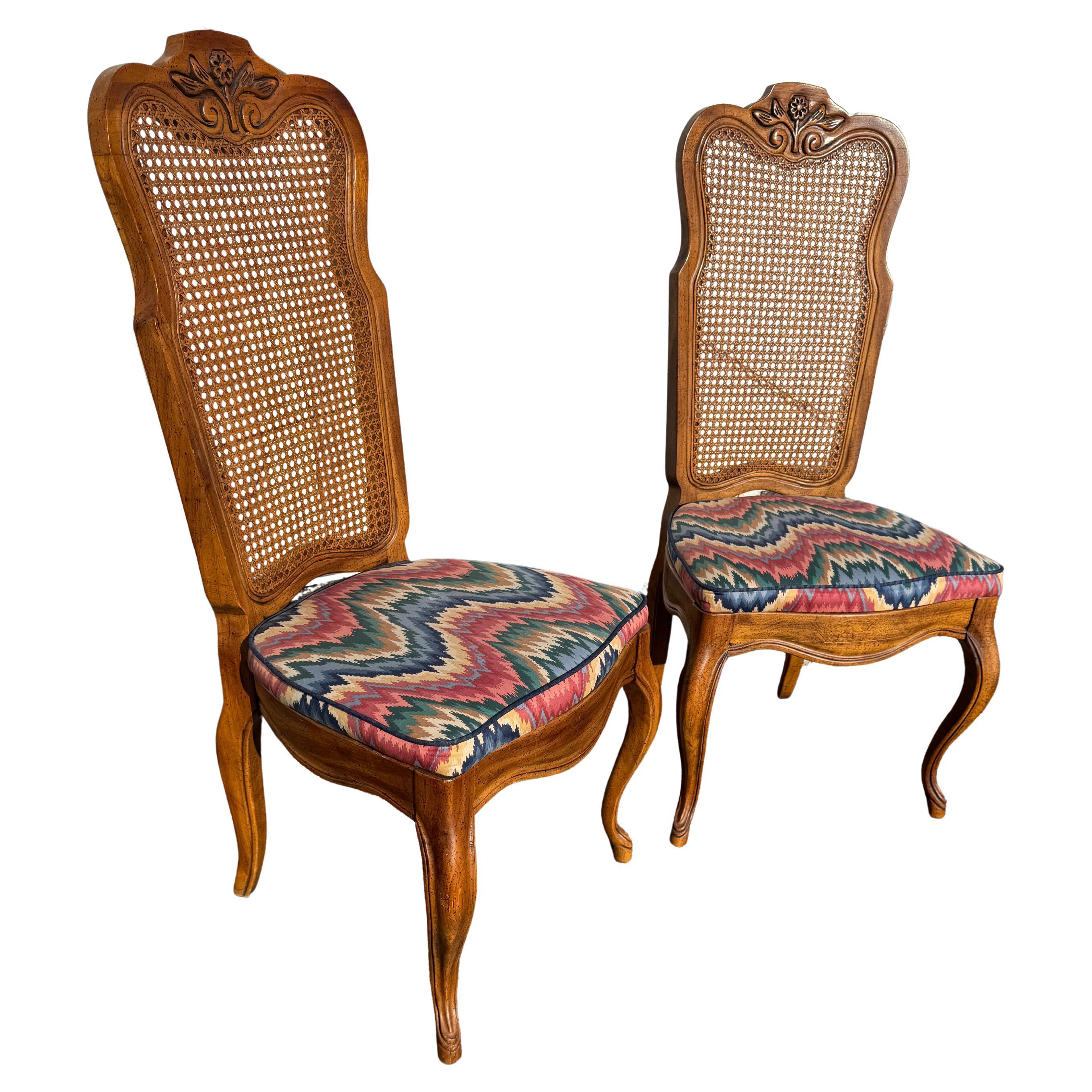 Pair of Cane Back French Provincial Side Chairs For Sale