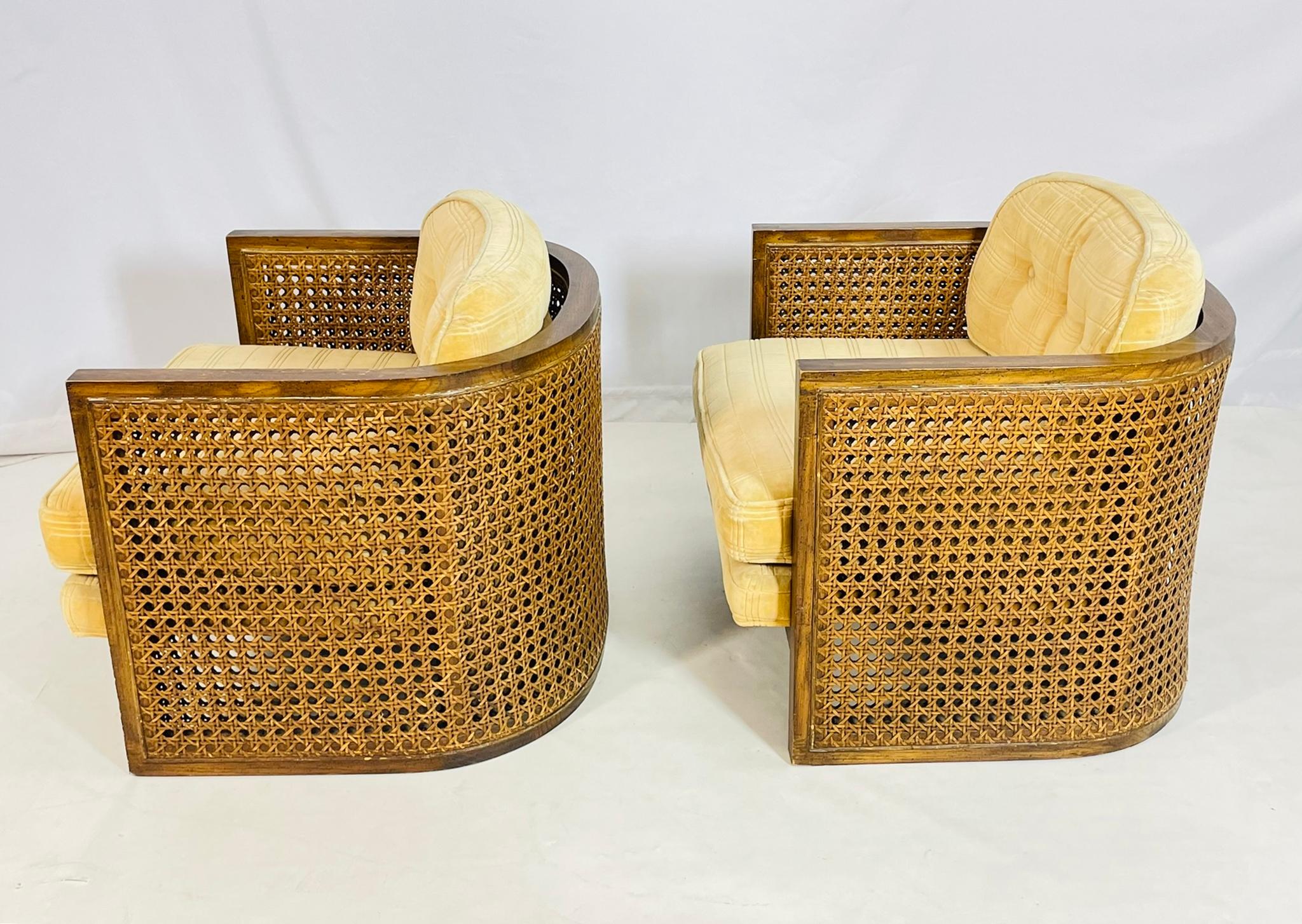 Coppia di sedie da salotto con schienale a canne di Debu Furniture, USA anni '70 in vendita 2
