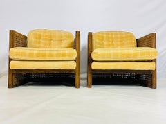 Pareja de tumbonas con respaldo de caña de Debu Furniture, EE.UU. Años 70