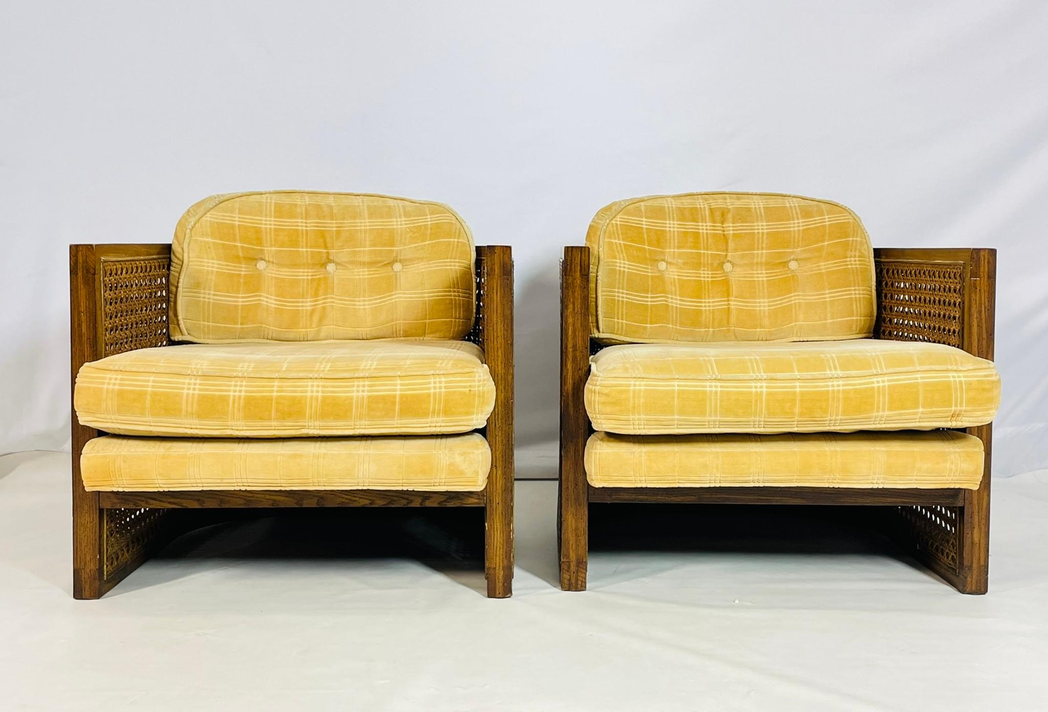 Americano Coppia di sedie da salotto con schienale a canne di Debu Furniture, USA anni '70 in vendita