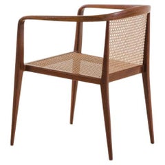 Pair of Cane Chairs with Armrests by John Graz, 1950s, Brazilian Midcentury