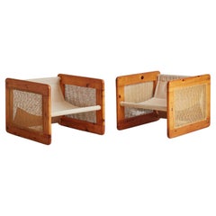 Pair of Cane Lounge Chairs by Evoluzione, Italy 1970s