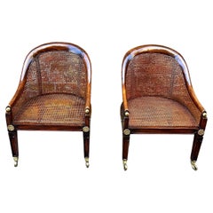 Antique Pair of cane mahogany with faux grain rosewood early 19th century 