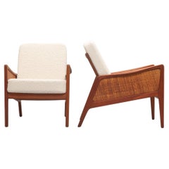 Pair of Cane & Teak FD-151 Chairs by Peter Hvidt & Orla Mølgaard-Nielsen, 1956