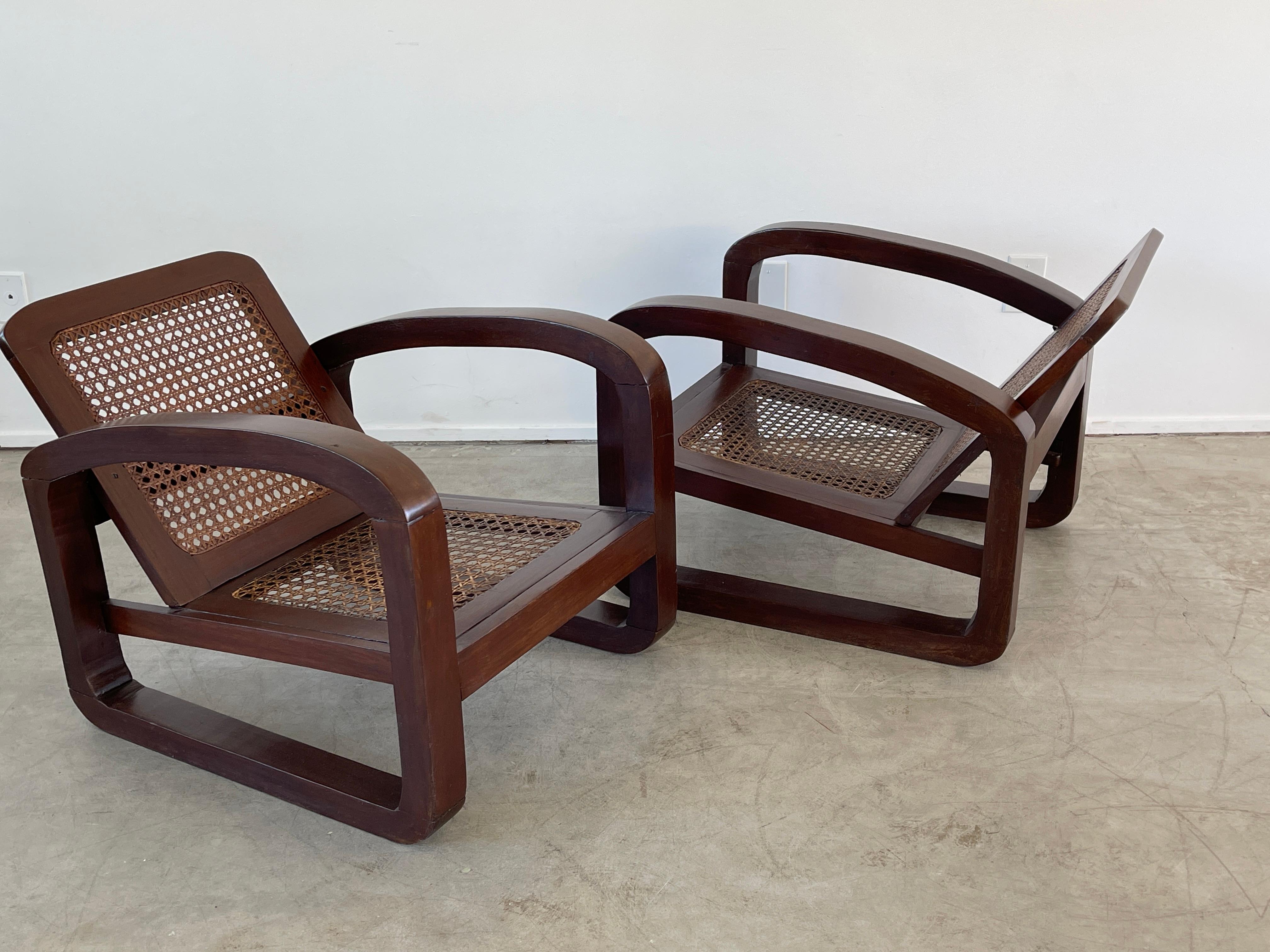 Mid-20th Century Pair of Caned Armchairs
