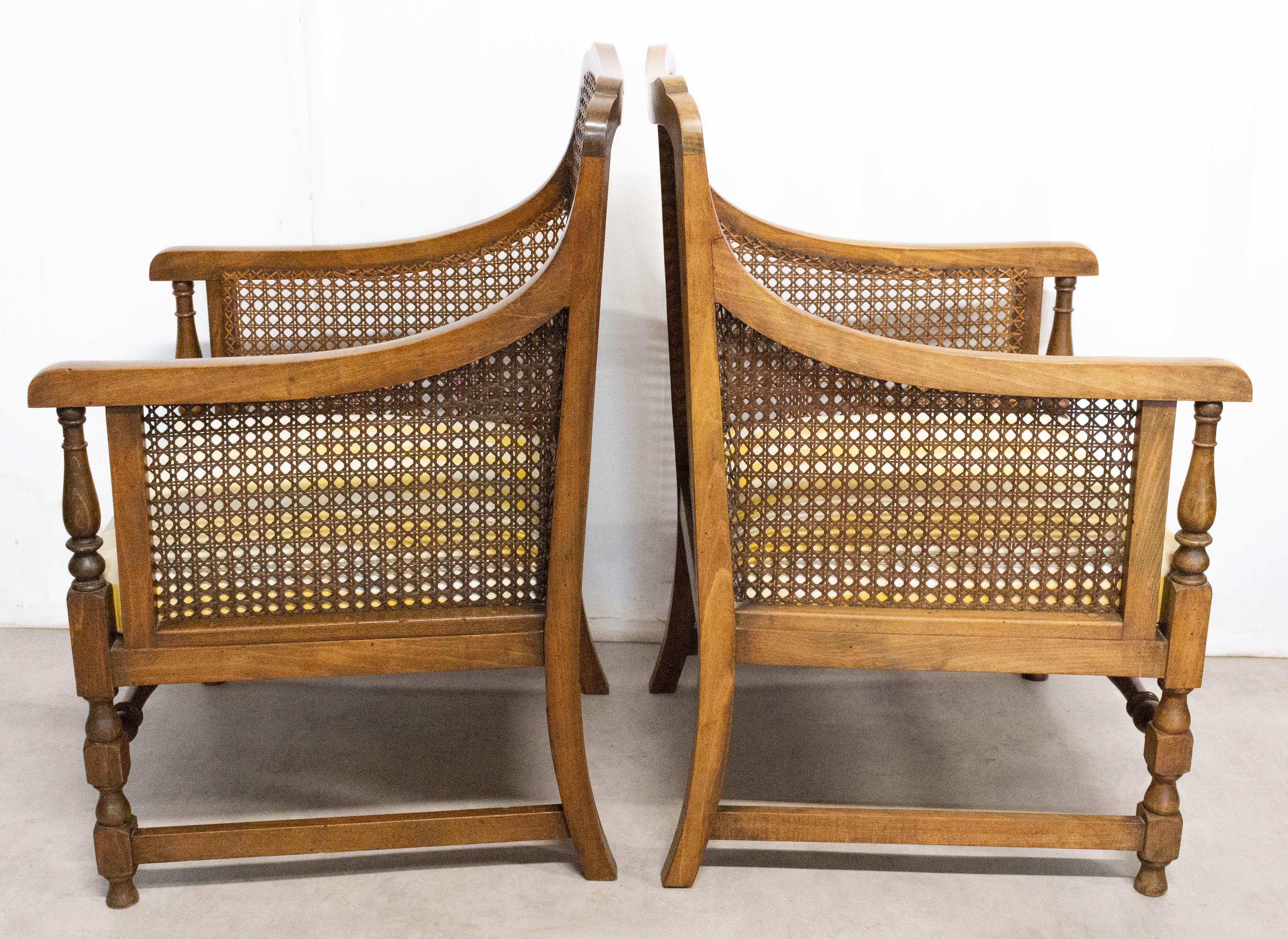 Pair of Caned Armchairs French, Beech Early 20th Century 2