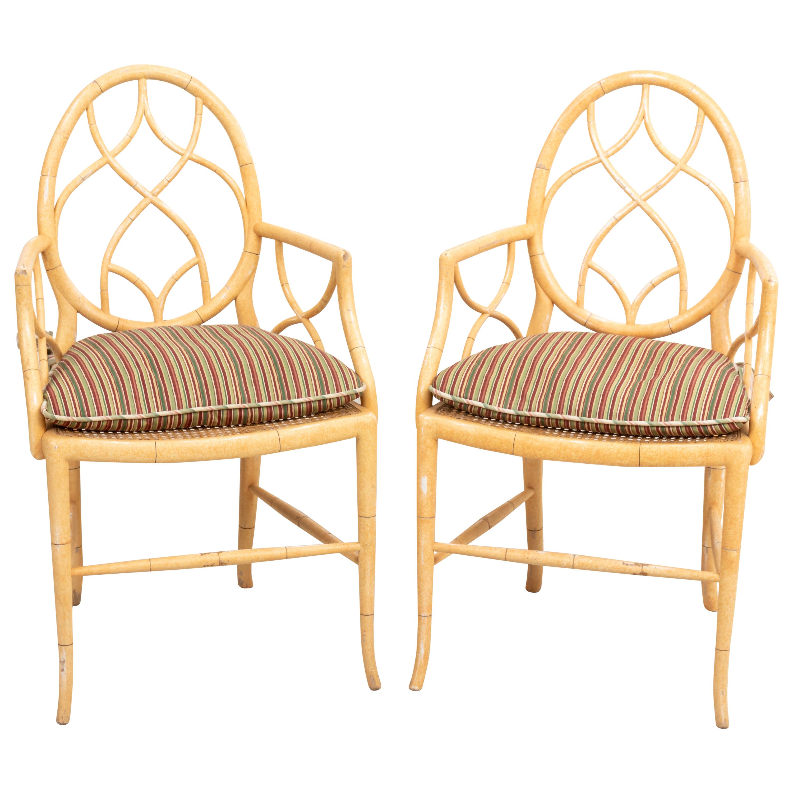 Pair of Caned Bottom Armchairs