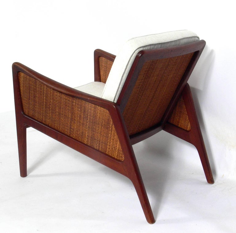 Pair of Caned Danish Modern Lounge Chairs at 1stdibs