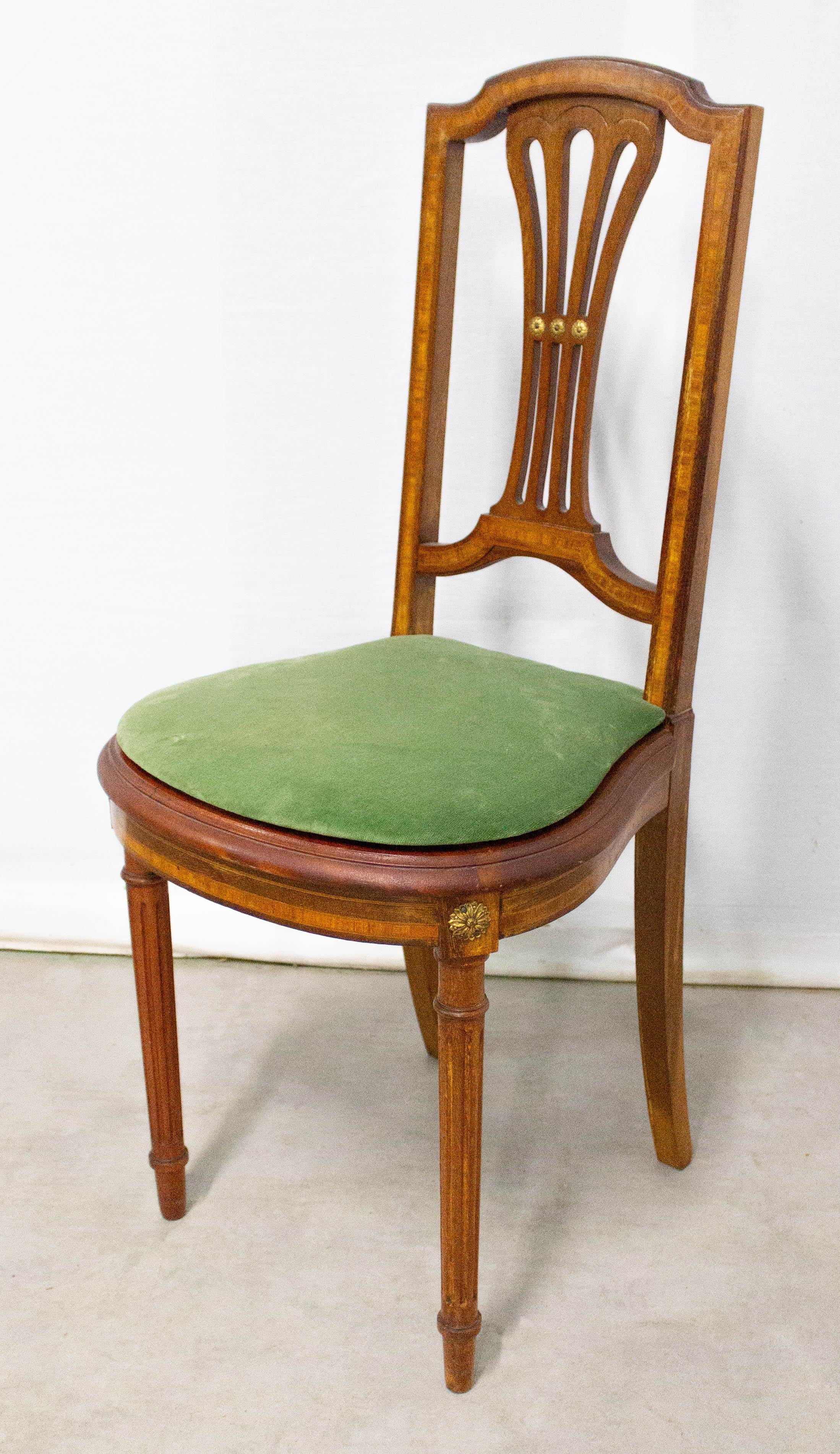 Pair of Caned Dining Chairs or Side Chairs Louis XVI Style French In Good Condition For Sale In Labrit, Landes
