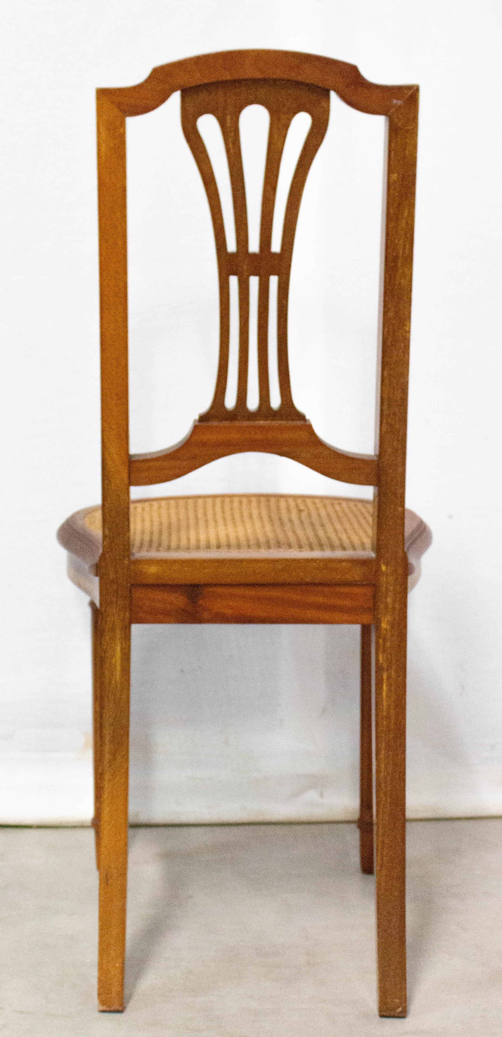 Paar Esszimmerstühle oder Beistellstühle aus Rohr im Louis-XVI.-Stil, französisch (20. Jahrhundert) im Angebot