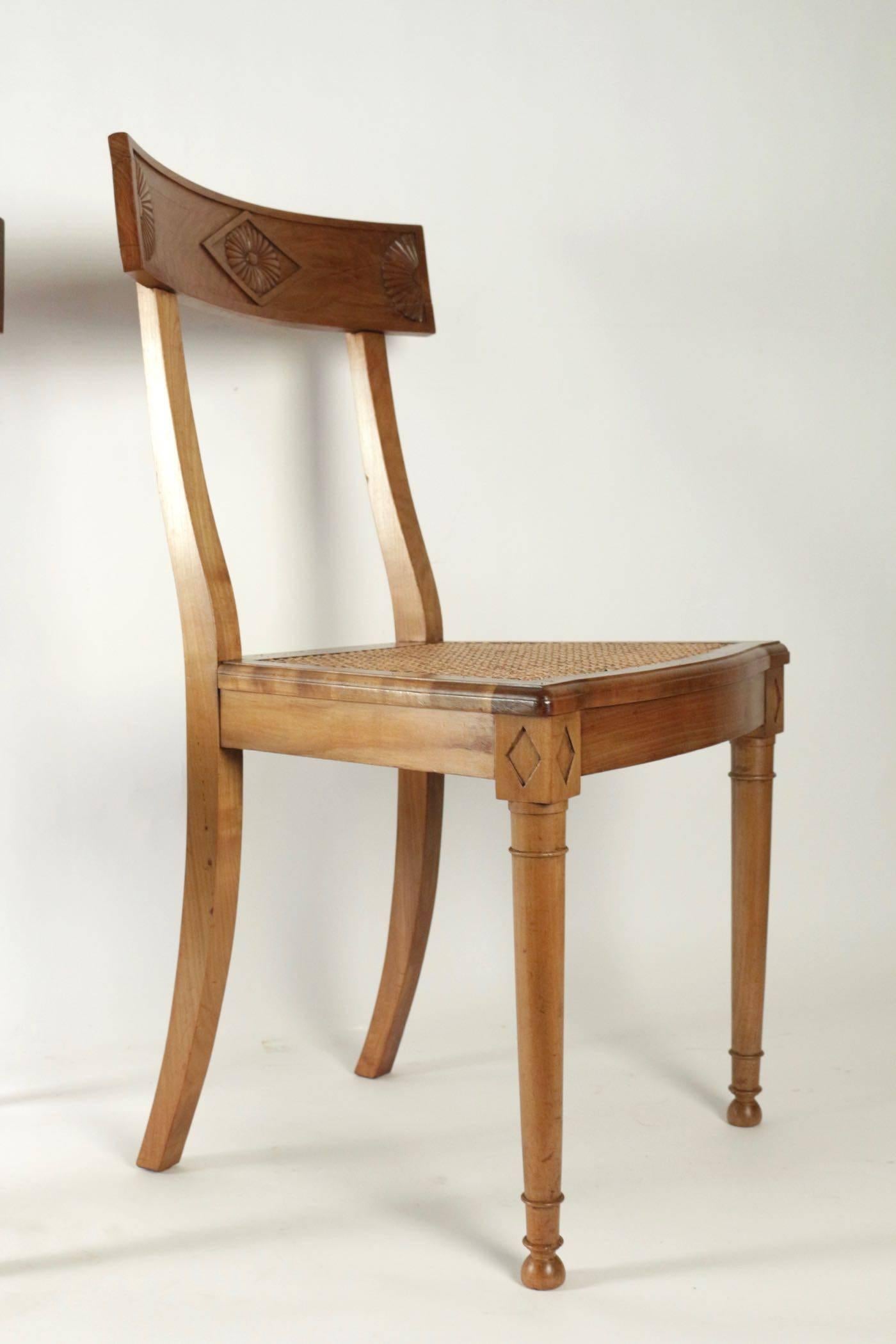 Early 19th Century Pair of Caned Seat Chairs