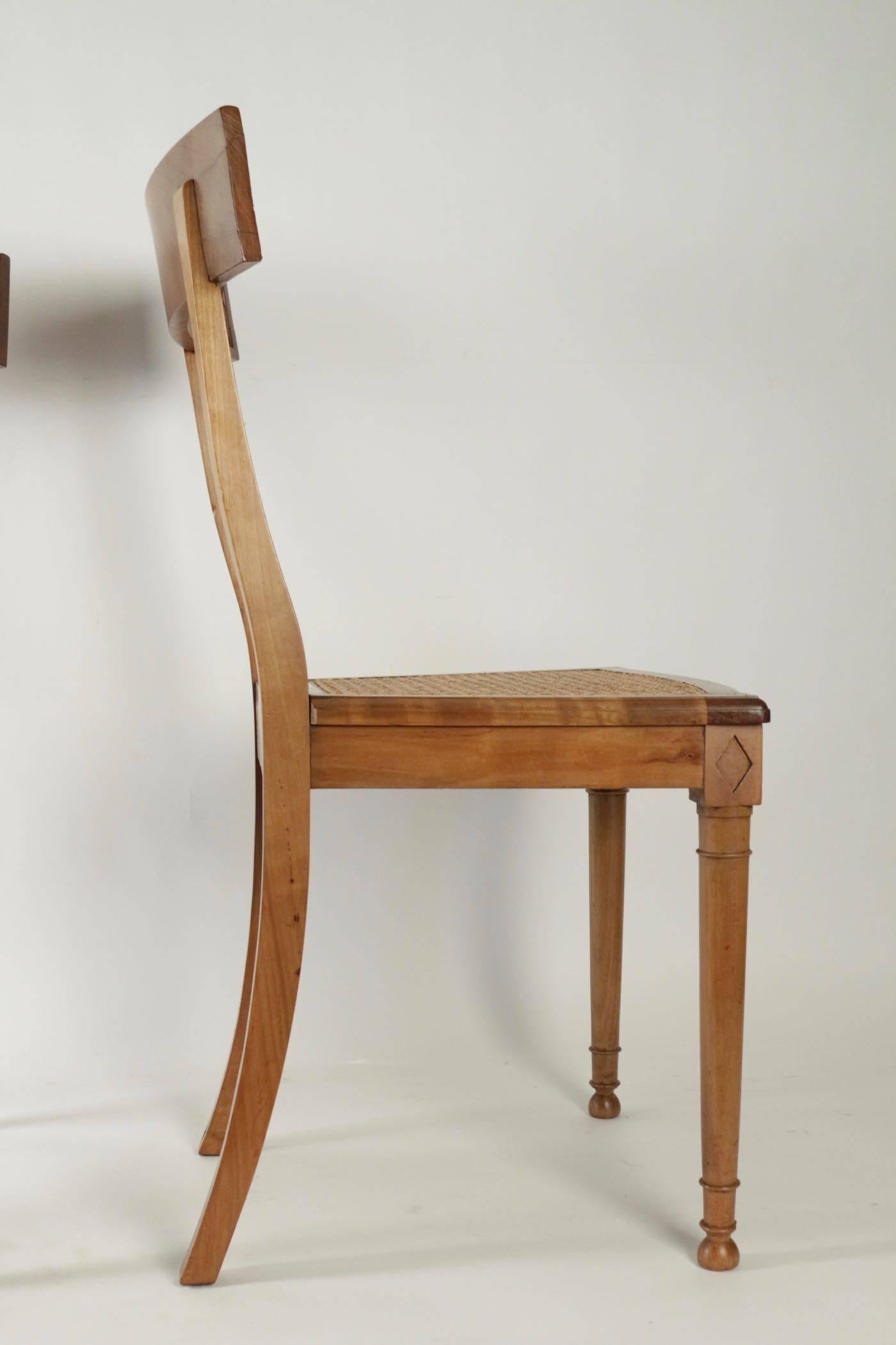 Wood Pair of Caned Seat Chairs