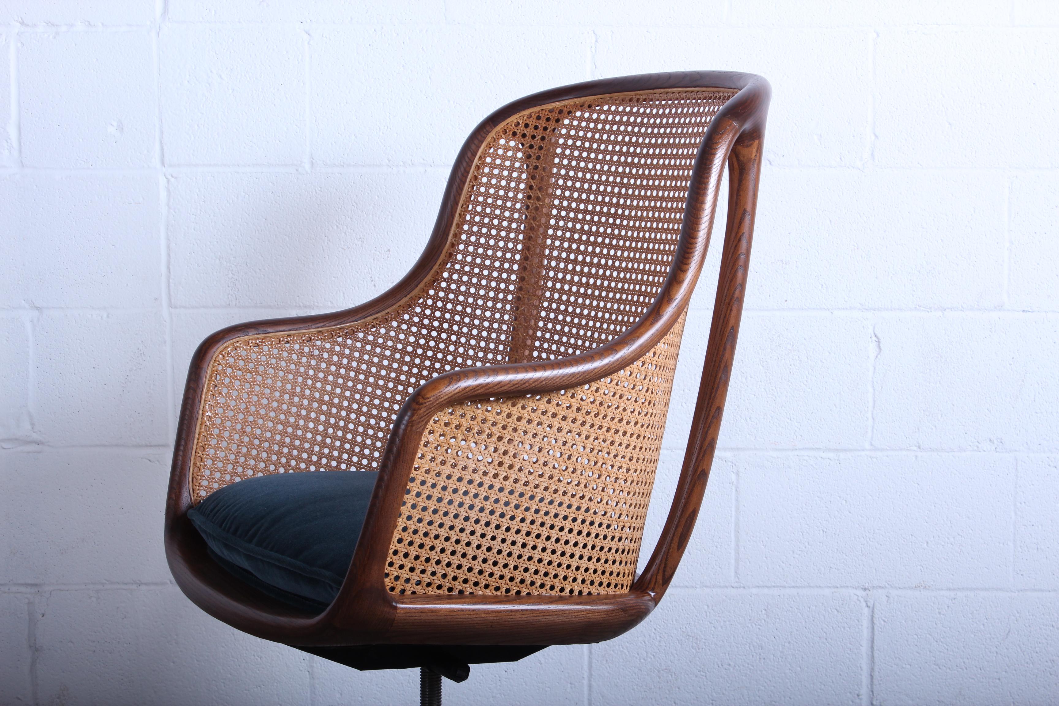 Pair of Caned Swivel Desk Chairs by Ward Bennett In Good Condition In Dallas, TX
