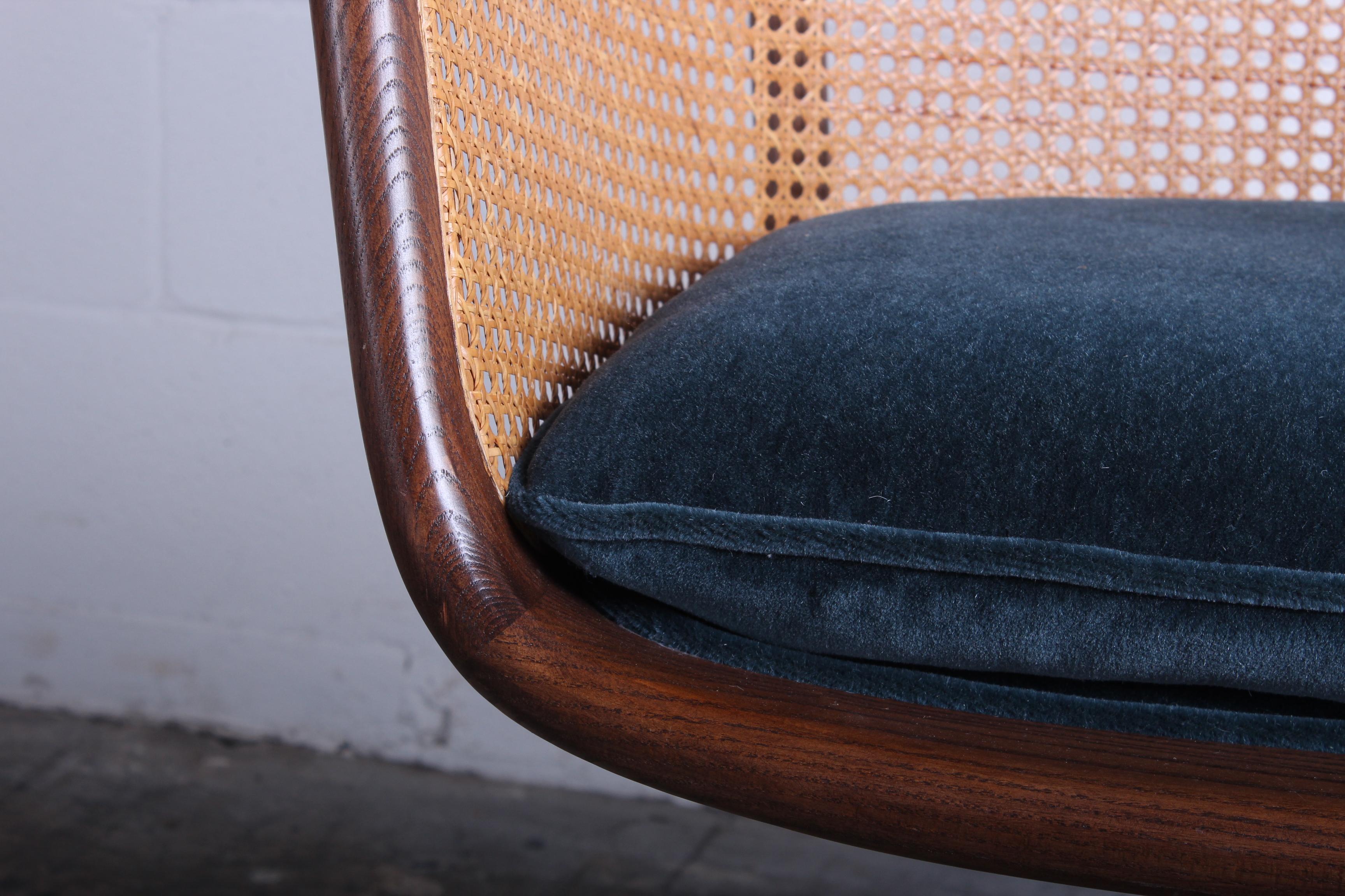 Late 20th Century Pair of Caned Swivel Desk Chairs by Ward Bennett