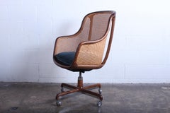Retro Pair of Caned Swivel Desk Chairs by Ward Bennett