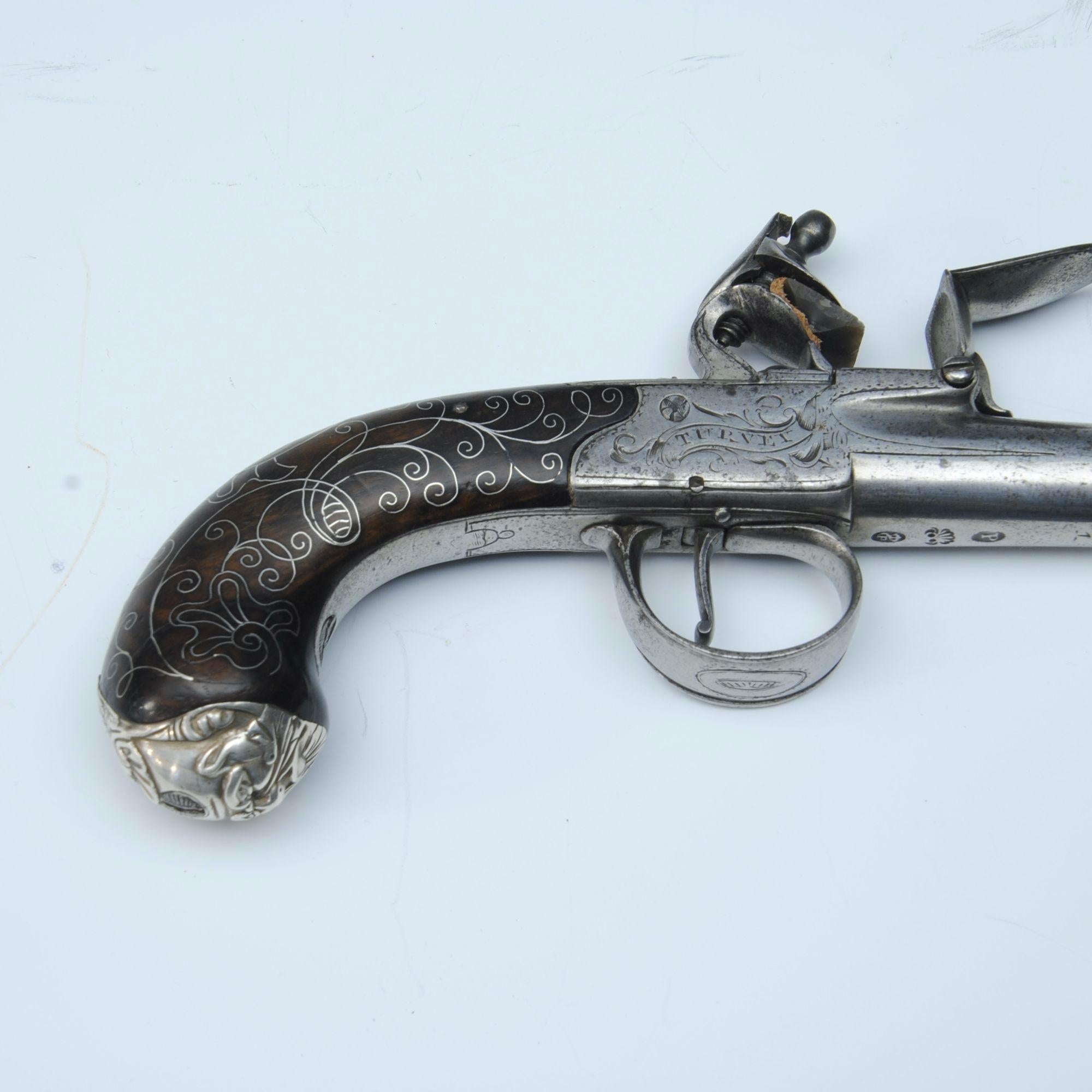 Inlay Pair Of Cannon Barrel Pocket Pistols By Turvey 