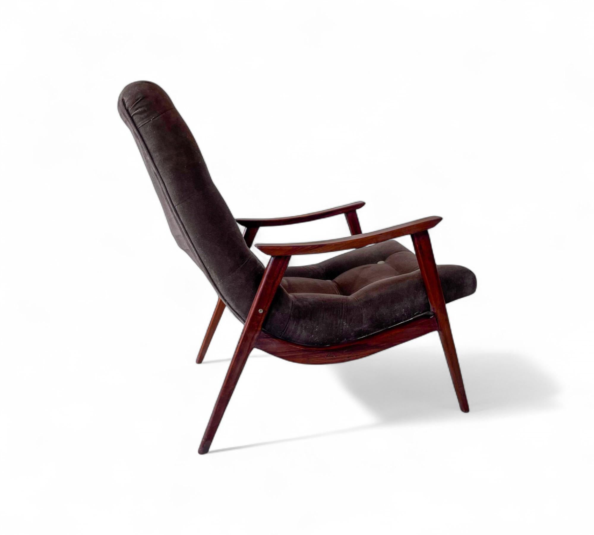 Pair of “Canoa” Armchairs in Wood & Fabric by Gelli, c. 1960s For Sale 4