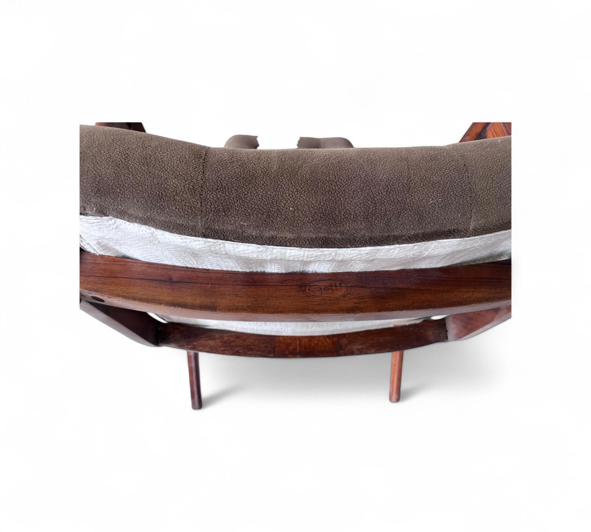 Pair of “Canoa” Armchairs in Wood & Fabric by Gelli, c. 1960s For Sale 5