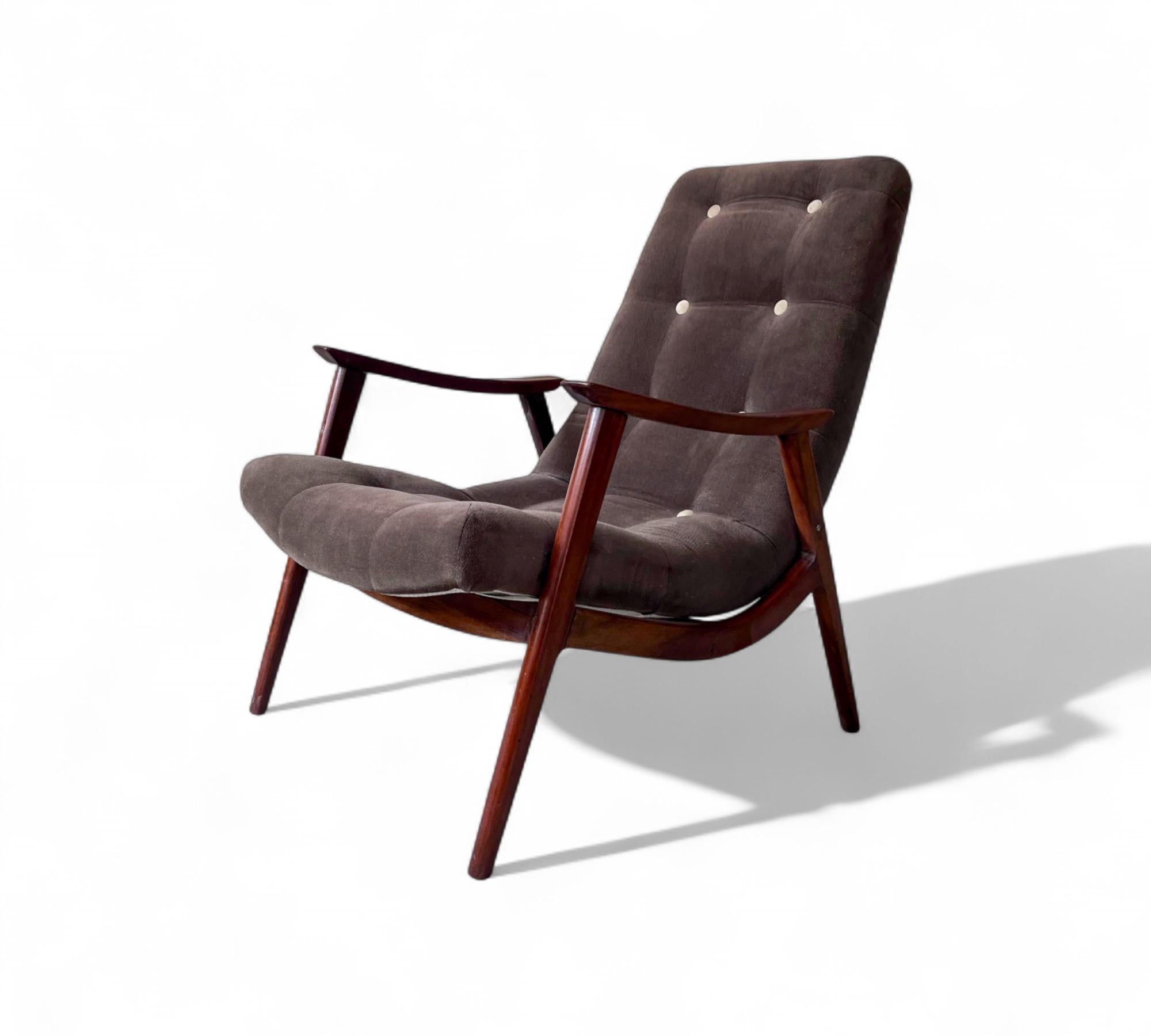 Pair of “Canoa” Armchairs in Wood & Fabric by Gelli, c. 1960s For Sale 1
