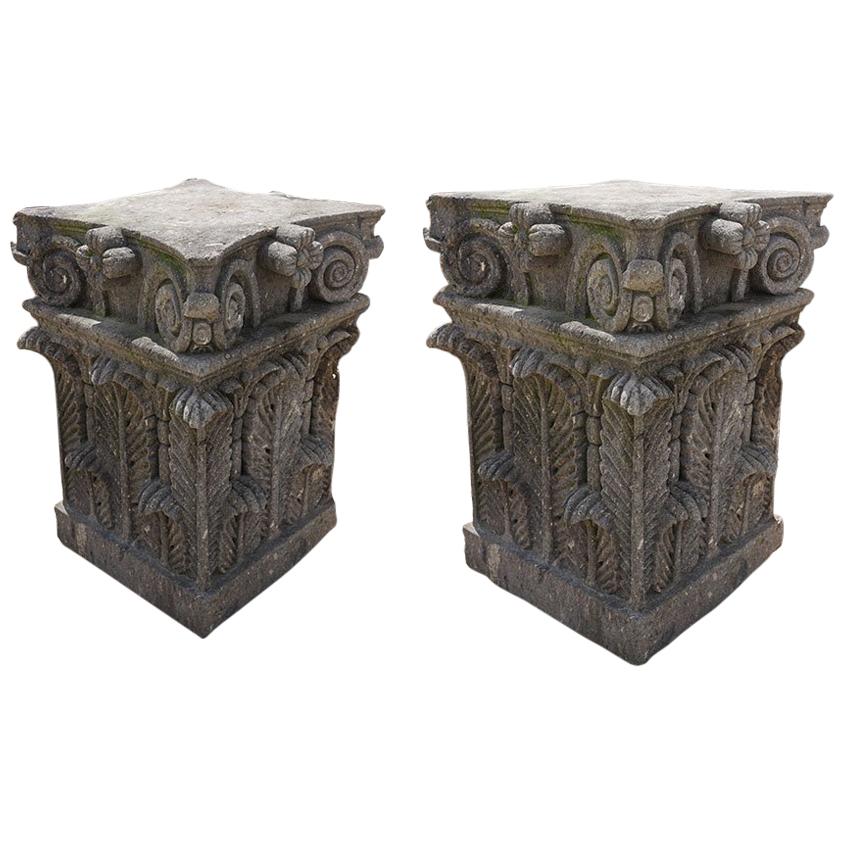Pair of Cantera Stone Bases