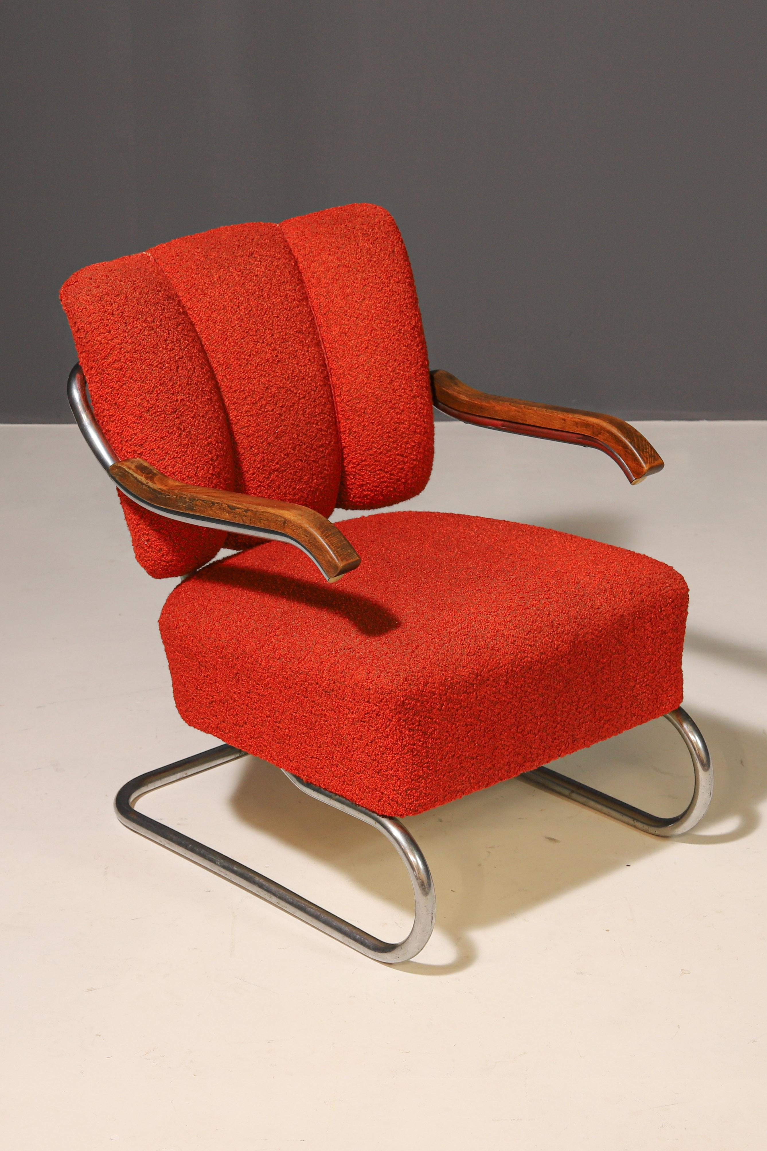 Tappezzeria Coppia di poltrone a sbalzo Bauhaus  Thonet, anni '30 in vendita