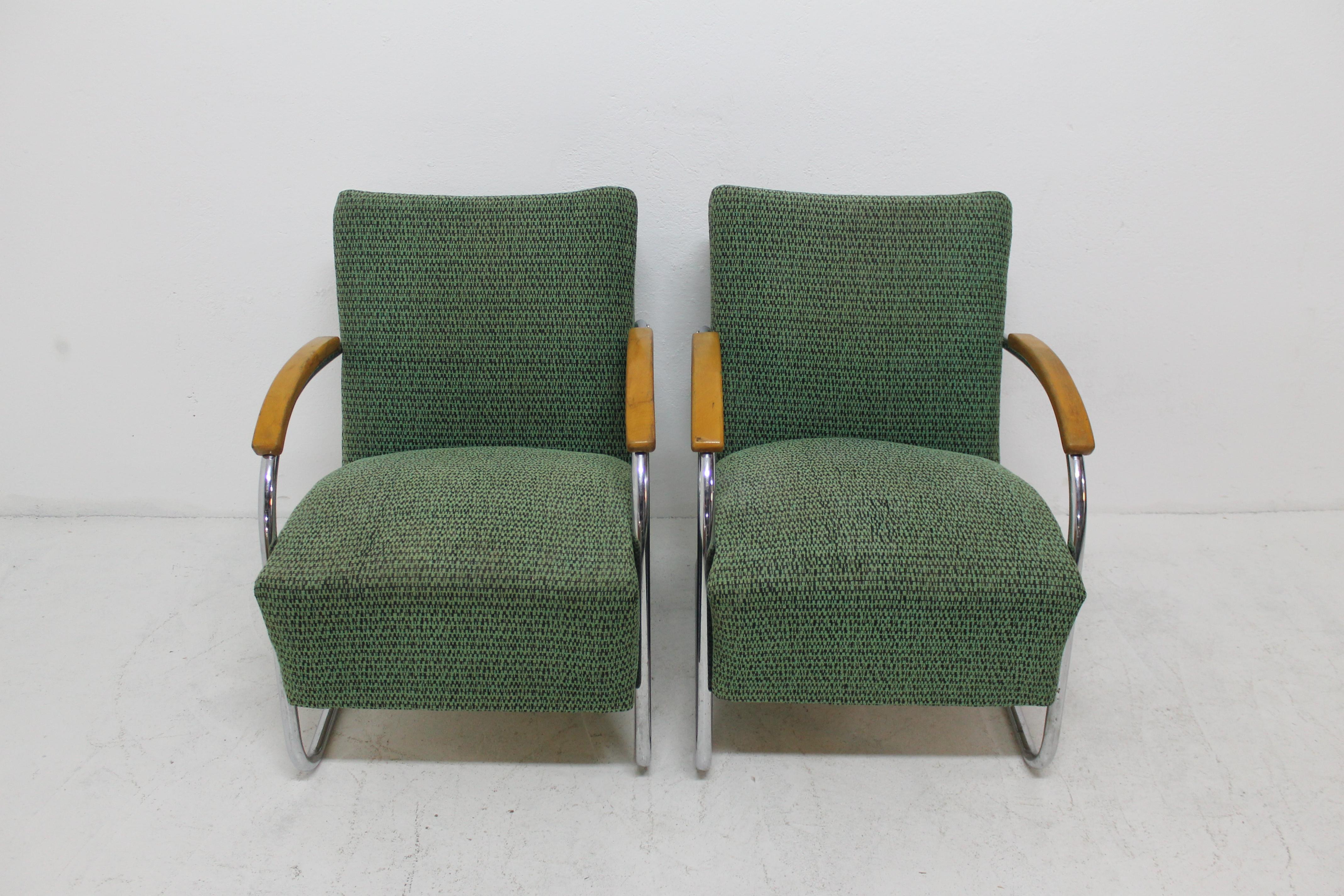 Pair of Cantilever Armchairs by Anton Lorenz, Kovona Company, 1950s In Good Condition In Prague 8, CZ