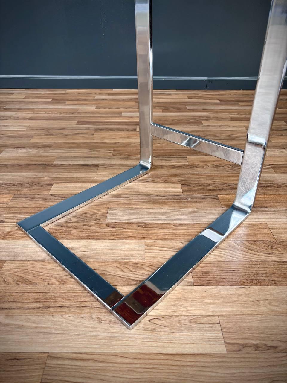 Pair of Cantilever Chrome Bar Stools For Sale 4