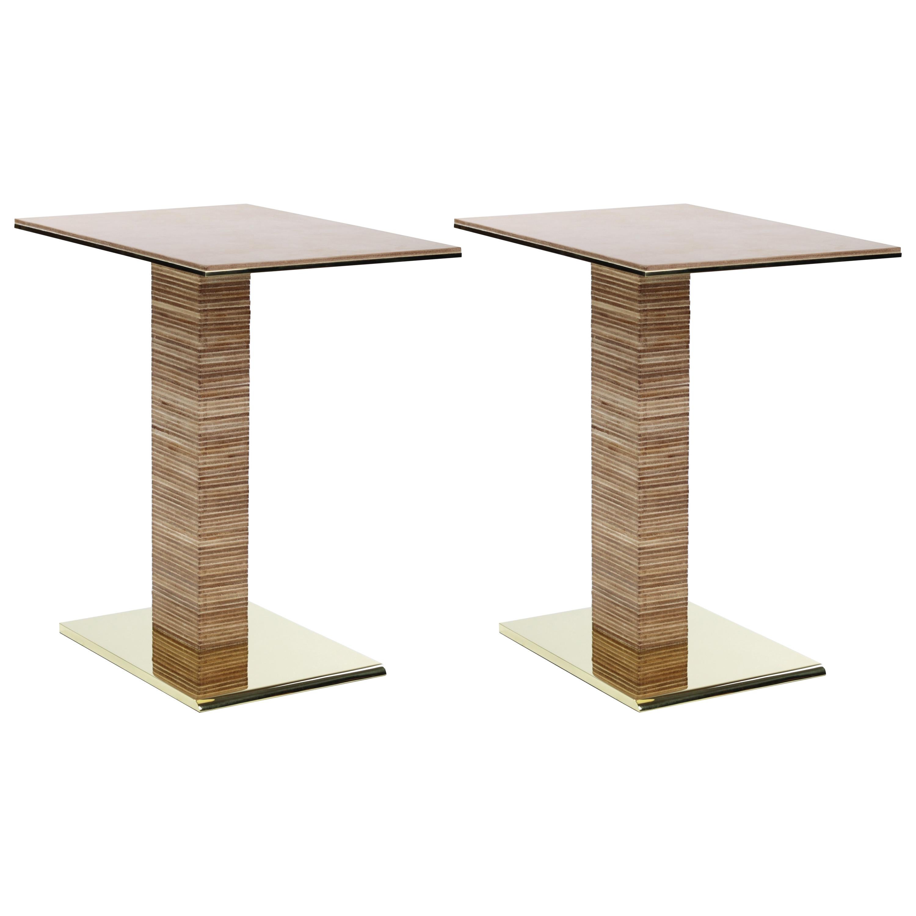 Pair of Cantilever Infinity Side Tables in brass by Christopher Kreiling