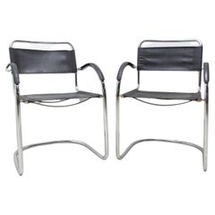Pair of Cantilever Tubular Steel Armchairs, 1970's, Europe