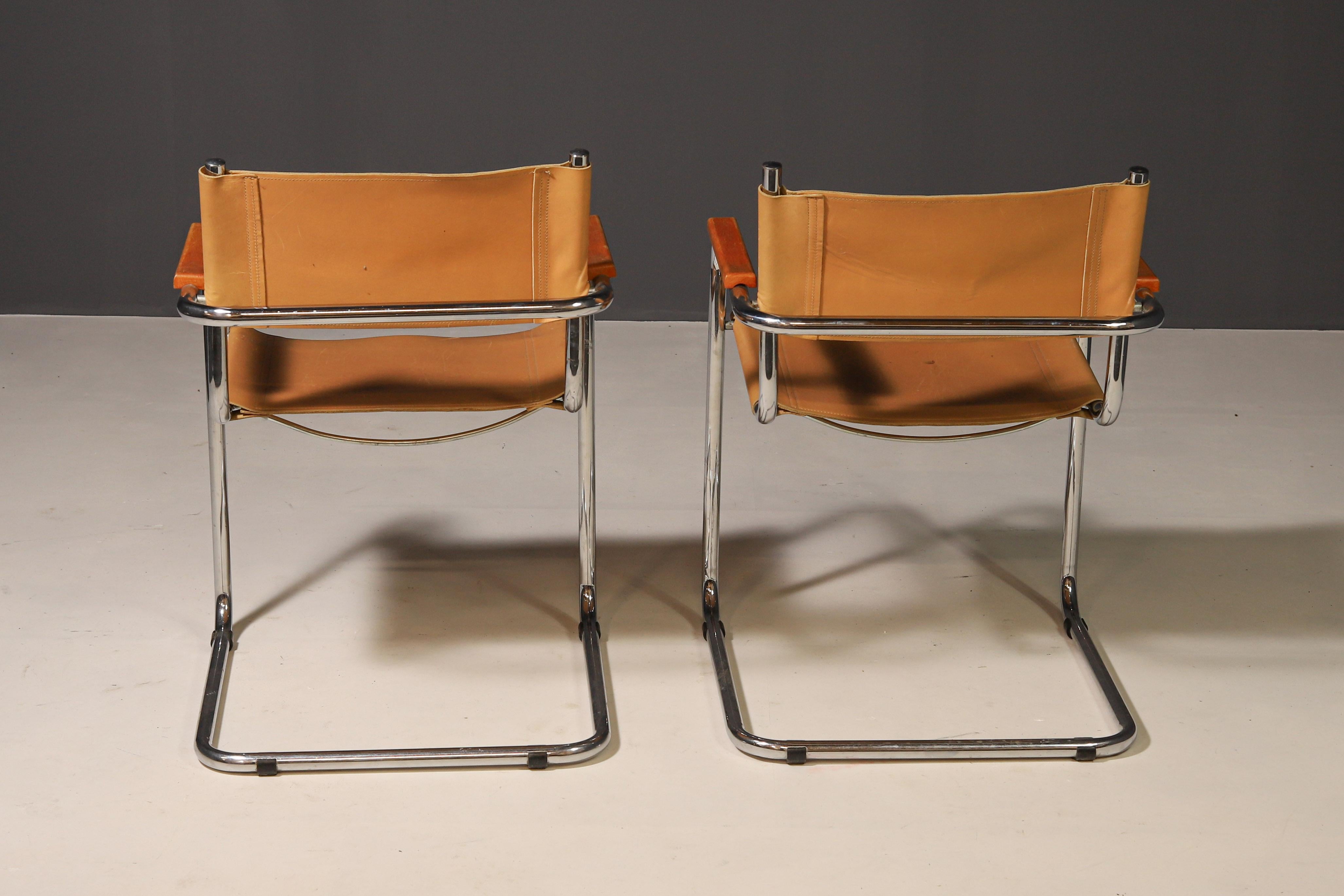 Pair of Cantilever Tubular Steel Armchairs by Marcel Breuer, 1970´s For Sale 12