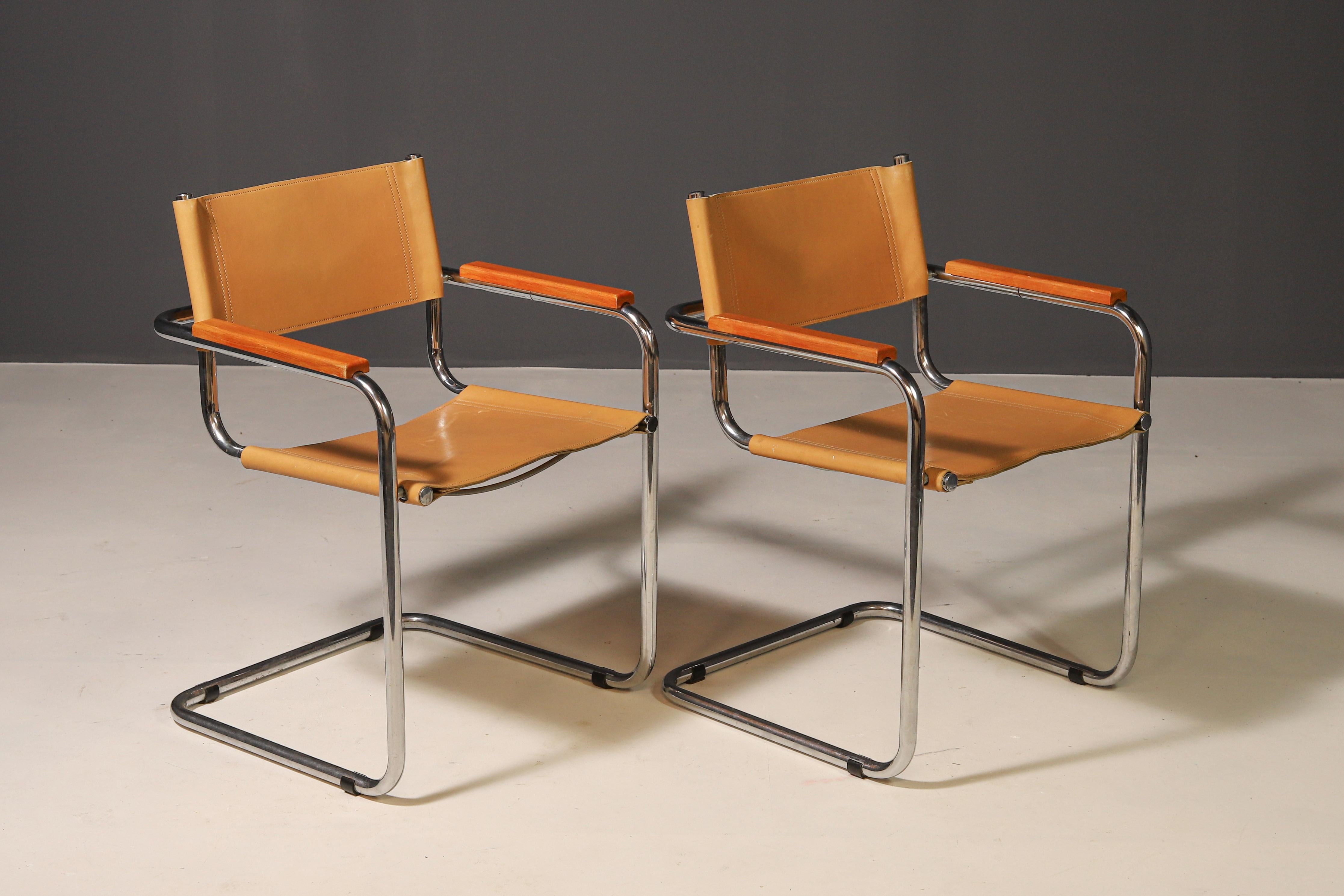 Pair of Cantilever Tubular Steel Armchairs by Marcel Breuer, 1970´s For Sale 2