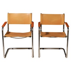Pareja de sillones voladizos de acero tubular de Marcel Breuer, años 70
