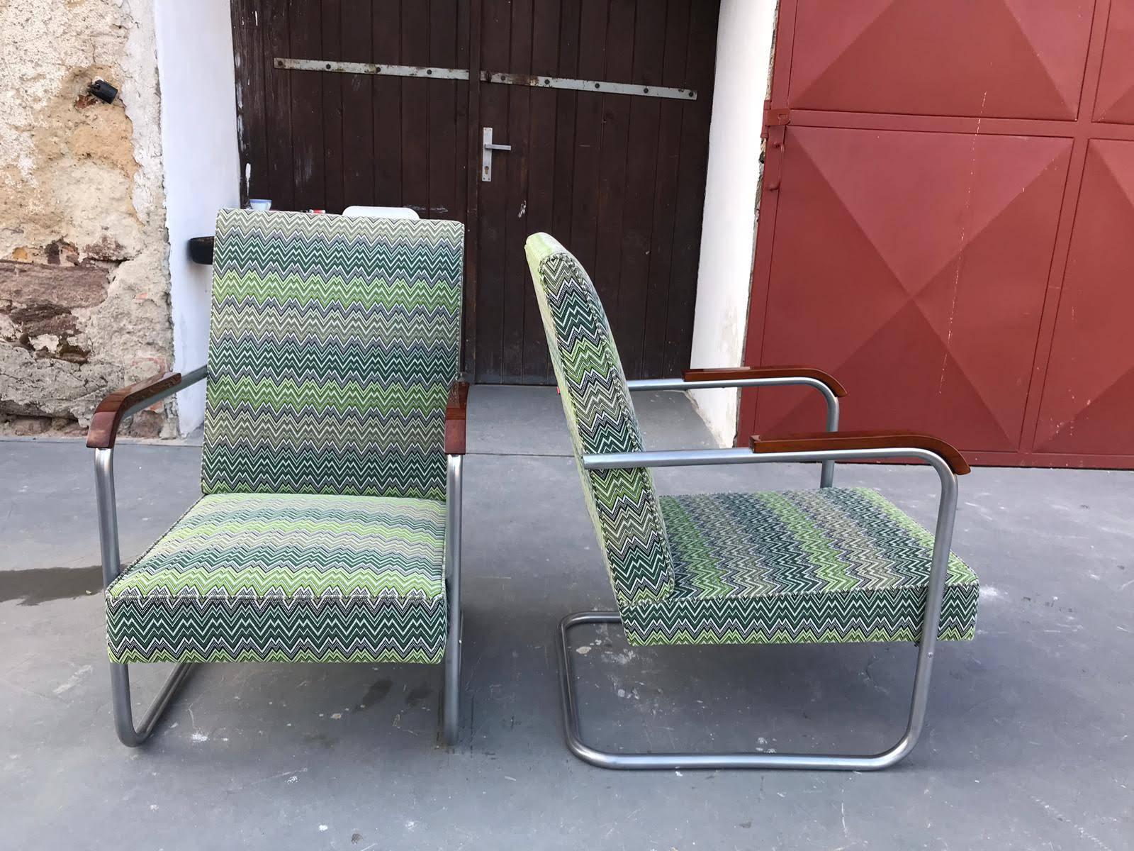 Pair of Cantilever Tubular Steel Armchairs Model FN22 by Anton Lorenz, 1930s 9