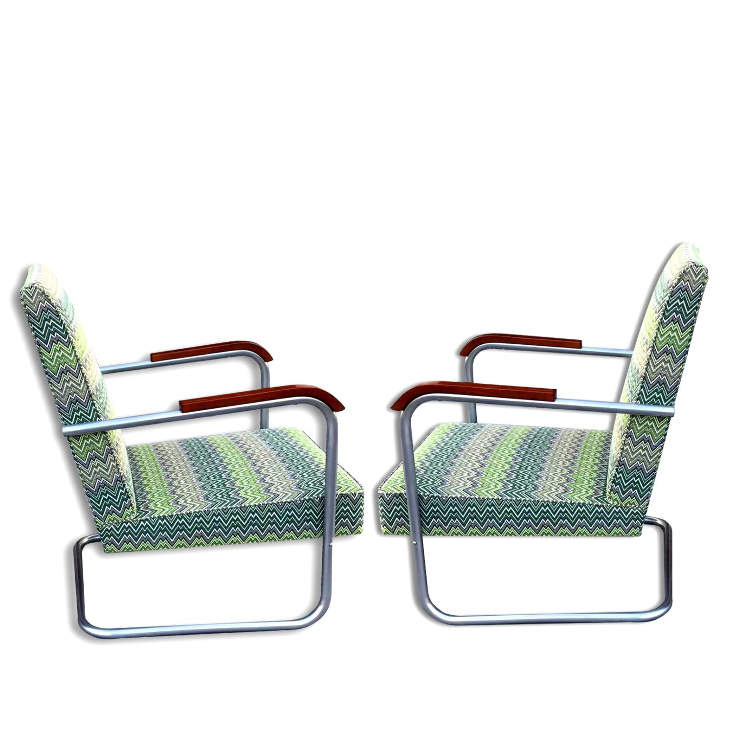 Pair of Cantilever Tubular Steel Armchairs Model FN22 by Anton Lorenz, 1930s 1