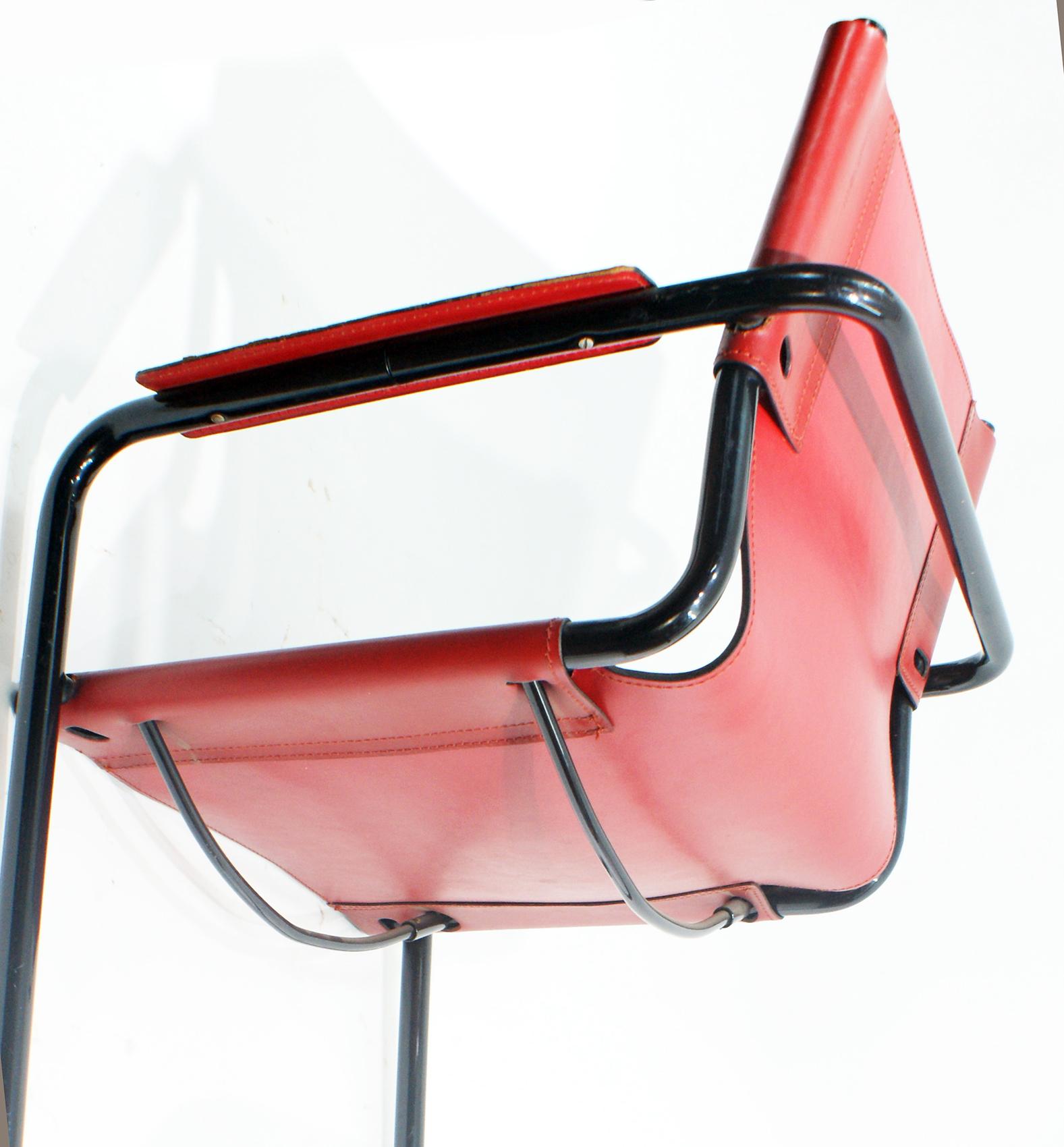 Anodized Pair of Cantilever Visitor Side Chairs, Signed Matteo Grassi, Italy, 1970s For Sale