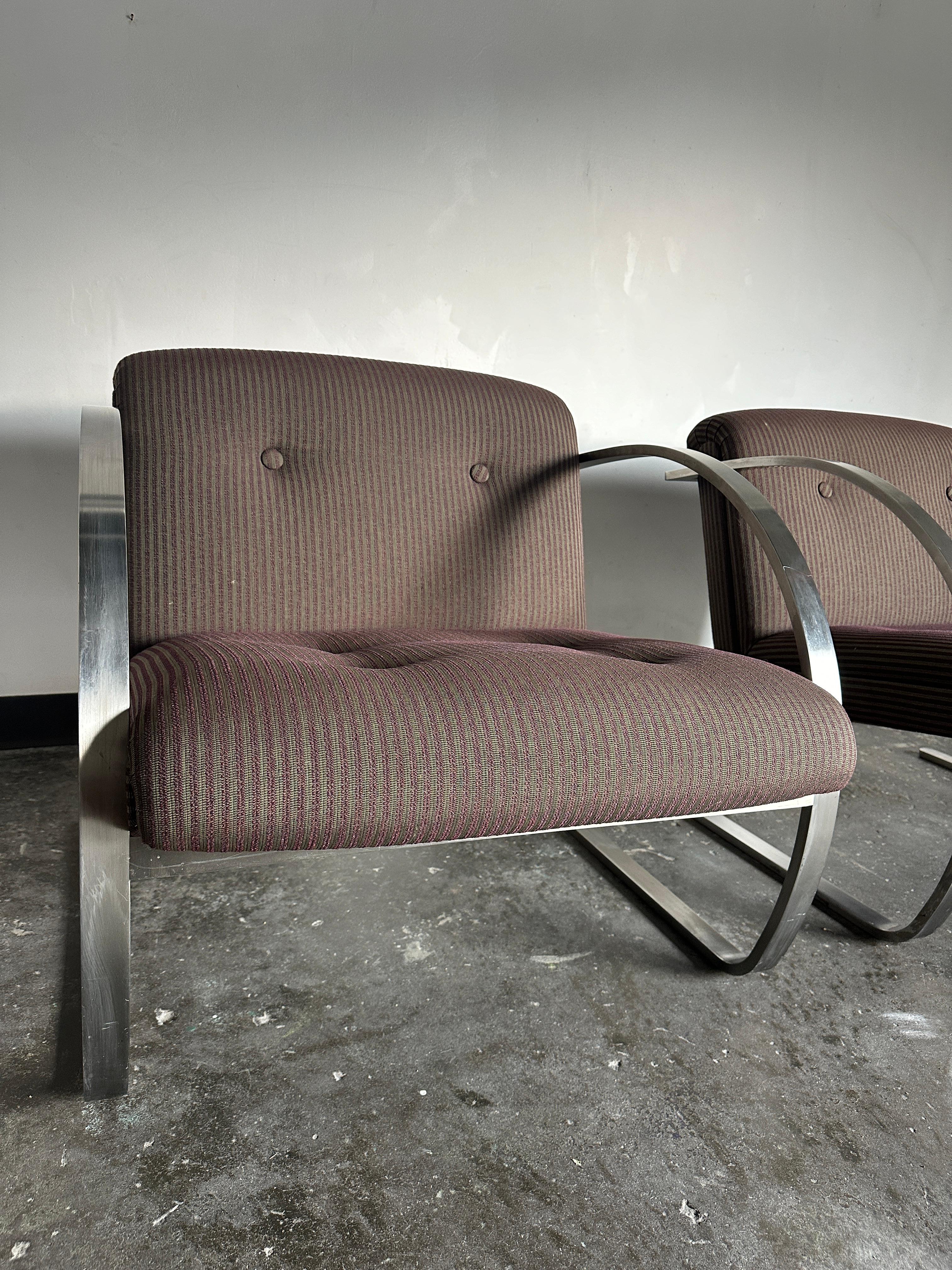 Post-Modern Pair of Cantilevered Arc Chair by Charles Gibilterra for Brueton