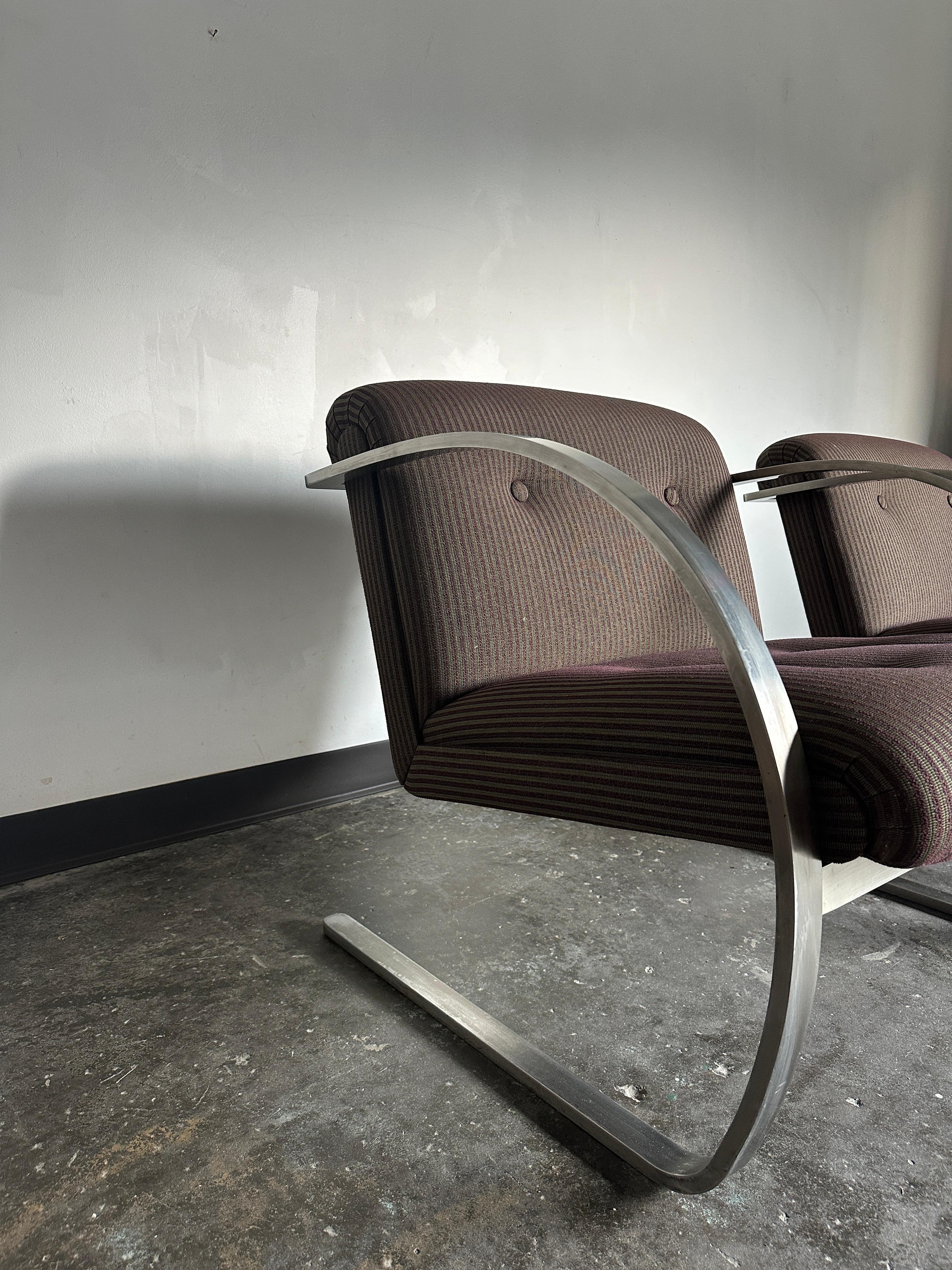 American Pair of Cantilevered Arc Chair by Charles Gibilterra for Brueton