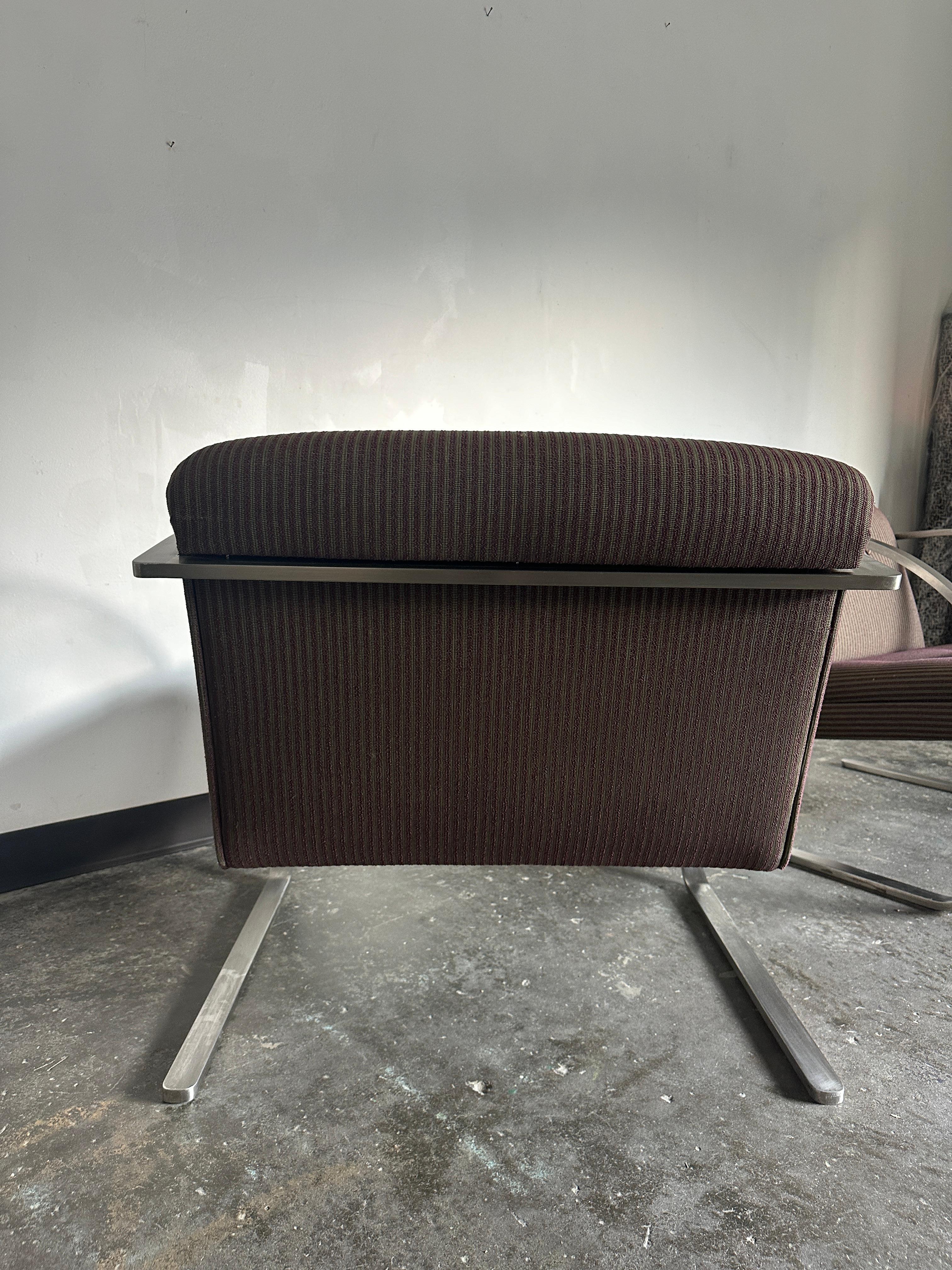 Pair of Cantilevered Arc Chair by Charles Gibilterra for Brueton In Good Condition In Nashville, TN