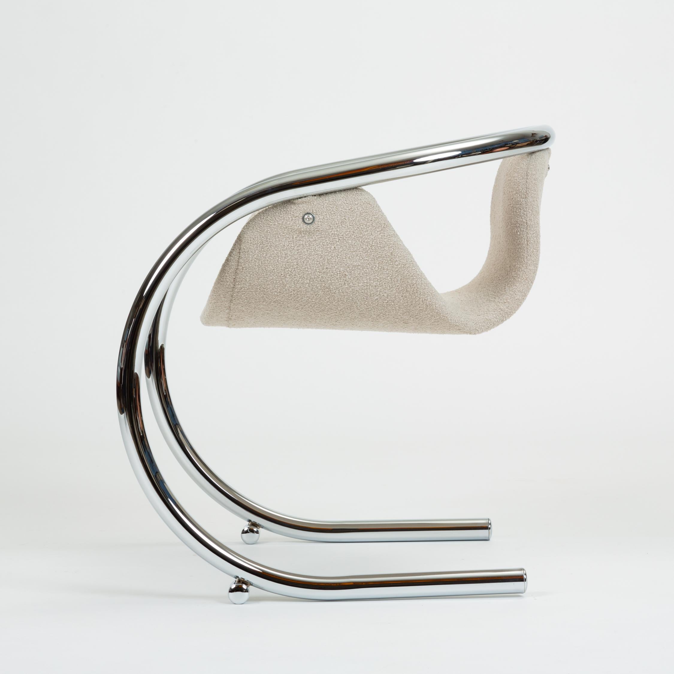 Steel Pair of Cantilevered Lounge Chairs by Byron Botker for Landes